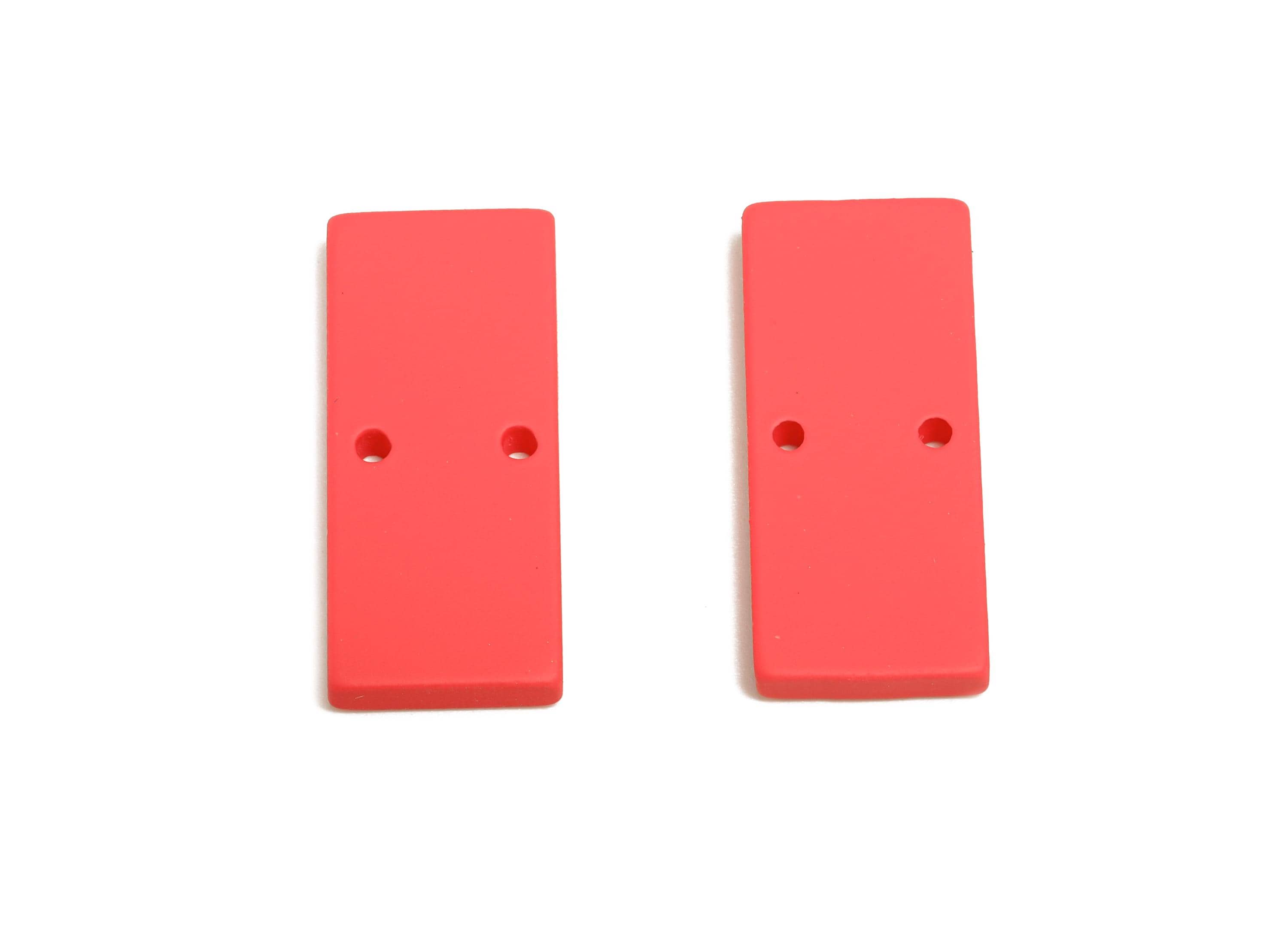 Acrylic Rectangle Earring Connector - Matte Red Rectangle Charm - 2 Holes Geometric Jewelry - Color Code: A1055 - 27x11.8x3mm - AC3653-A1055 - DOMEDBAZAAR