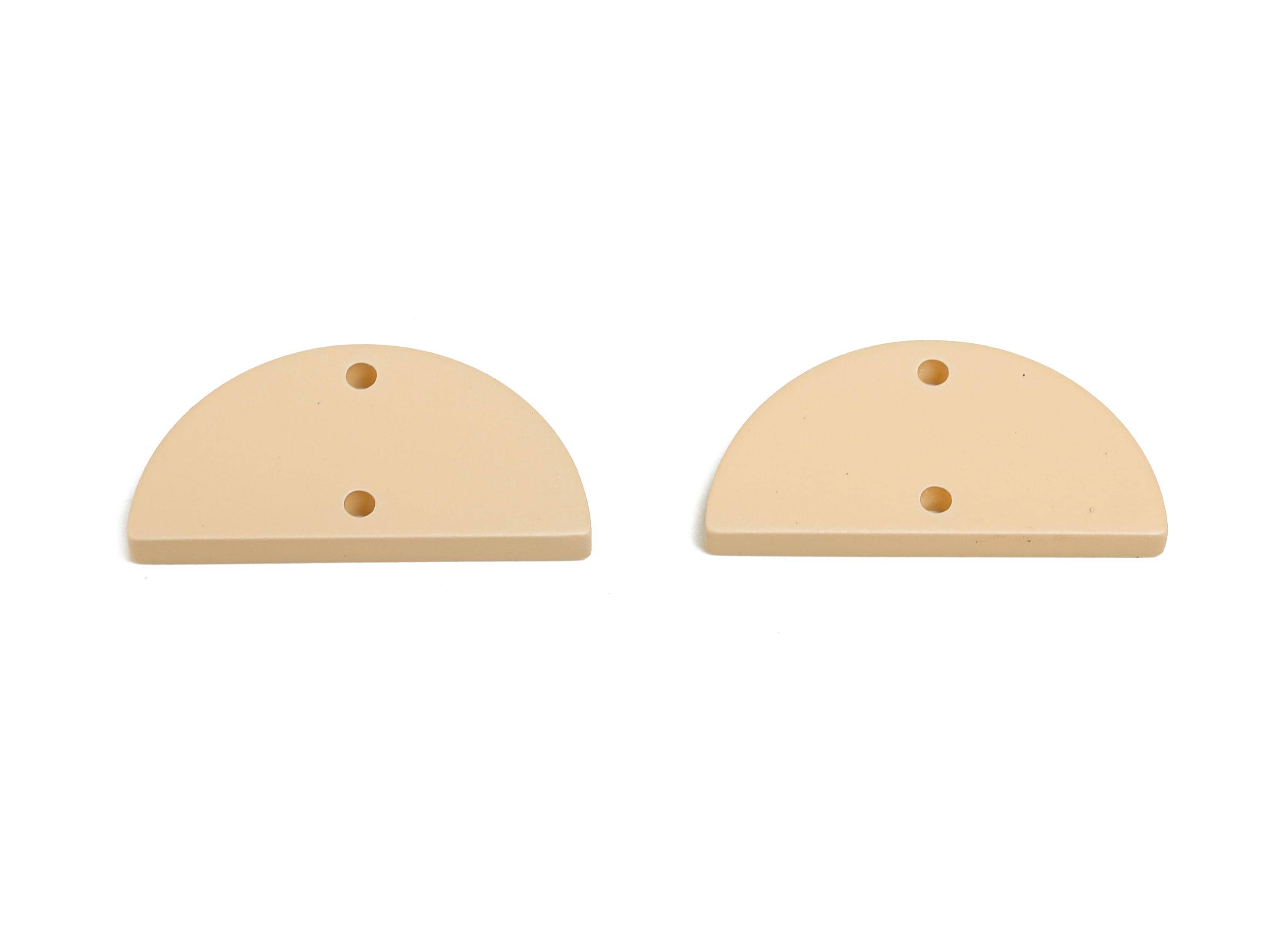 Acrylic Beige Half Circle Connector - Matte Semicircle Piece - Crafting Supplies for Earring - Color Code: A1062 - 24x12x2mm -AC3648-A1062 - DOMEDBAZAAR