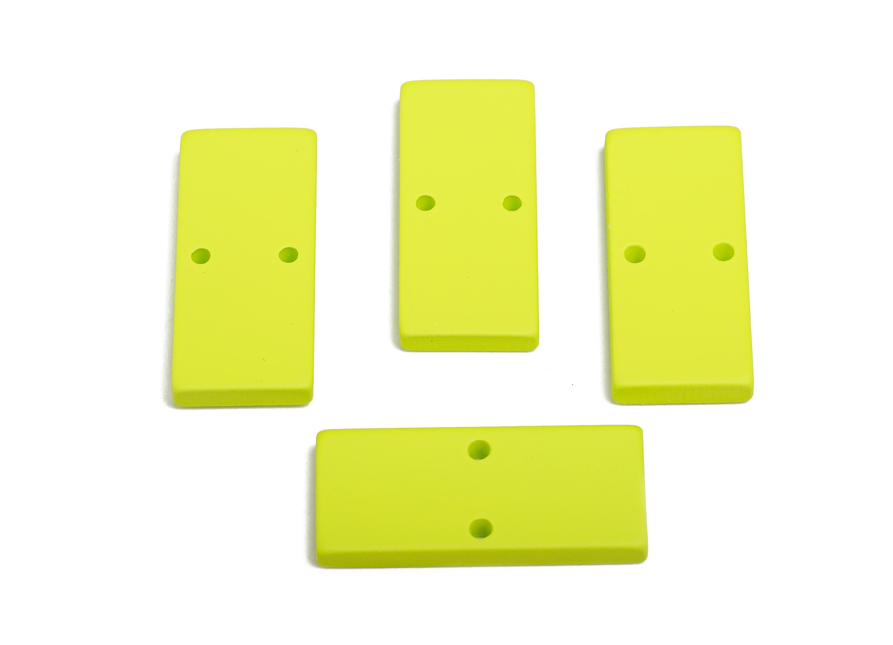 Acrylic Rectangle Earring Connector - Matte Green Rectangle Charm - 2 Holes Geometric Jewelry - Color Code: A1058 -27x11.8x3mm- AC3653-A1058 - DOMEDBAZAAR