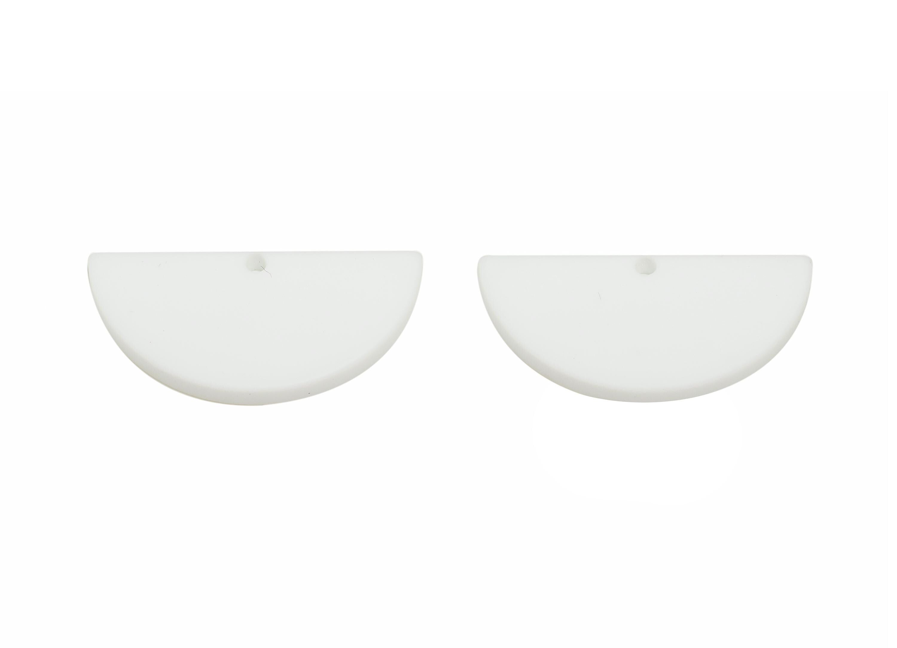 Acrylic White Half Circle Charm - Matte Semicircle Piece - Geometric Craft Supplies for Earring - Color Code: A1053 - 28x13x2mm-AC3649-A1053 - DOMEDBAZAAR