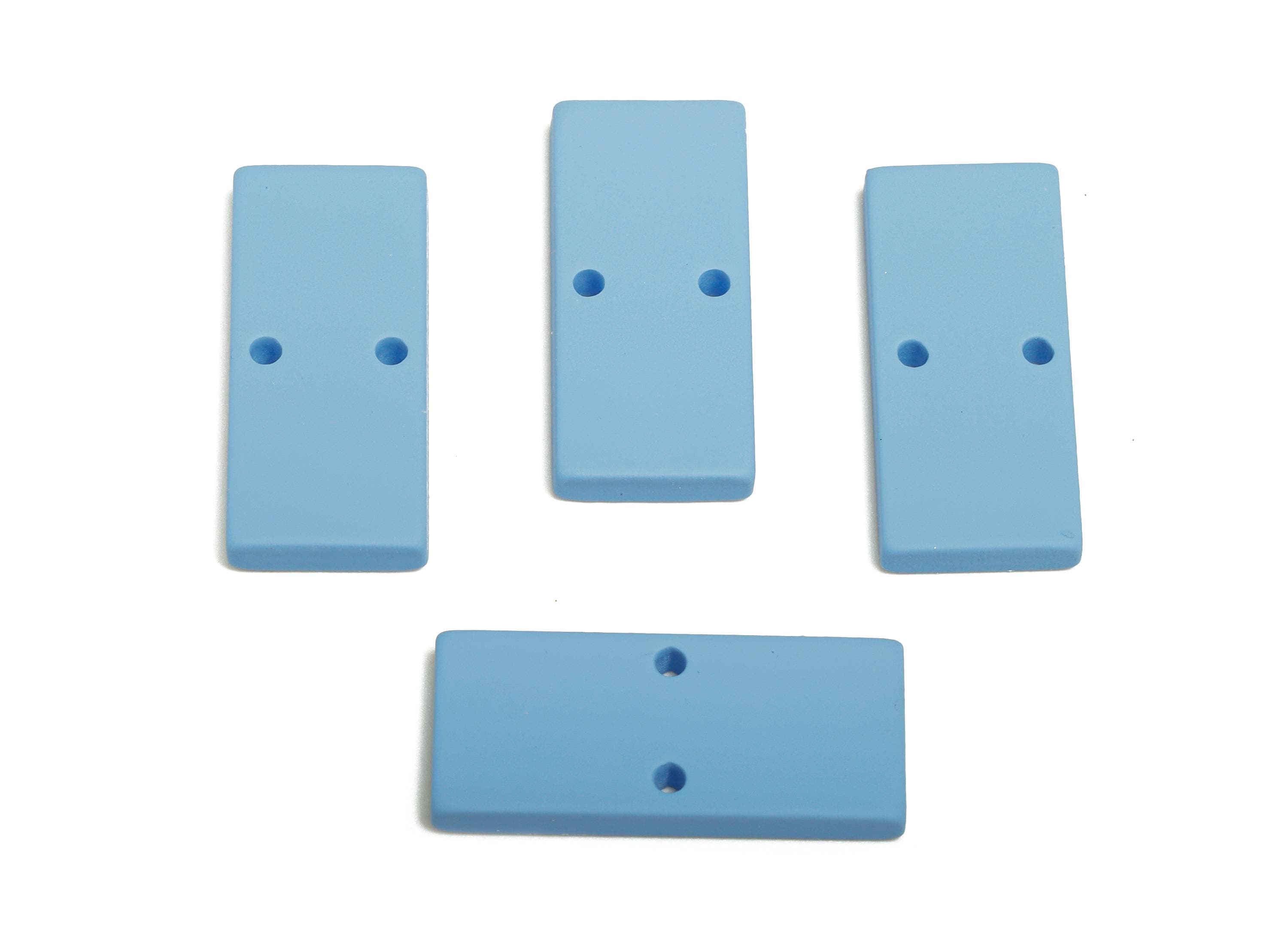 Acrylic Rectangle Earring Connector - Matte Blue Rectangle Charm - 2 Holes Geometric Jewelry - Color Code: A1059 -27x11.8x3mm- AC3653-A1059 - DOMEDBAZAAR