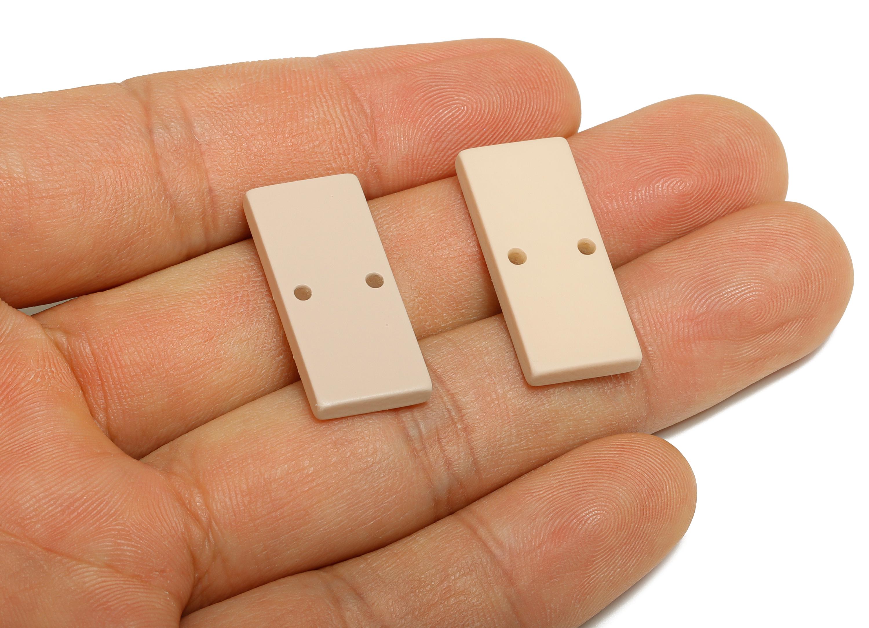 Acrylic Rectangle Earring Connector - Matte Rectangle Charms - 2 Holes Geometric Jewelry - Color Code: A1062 -27x11.8x3mm - AC3653-A1062 - DOMEDBAZAAR
