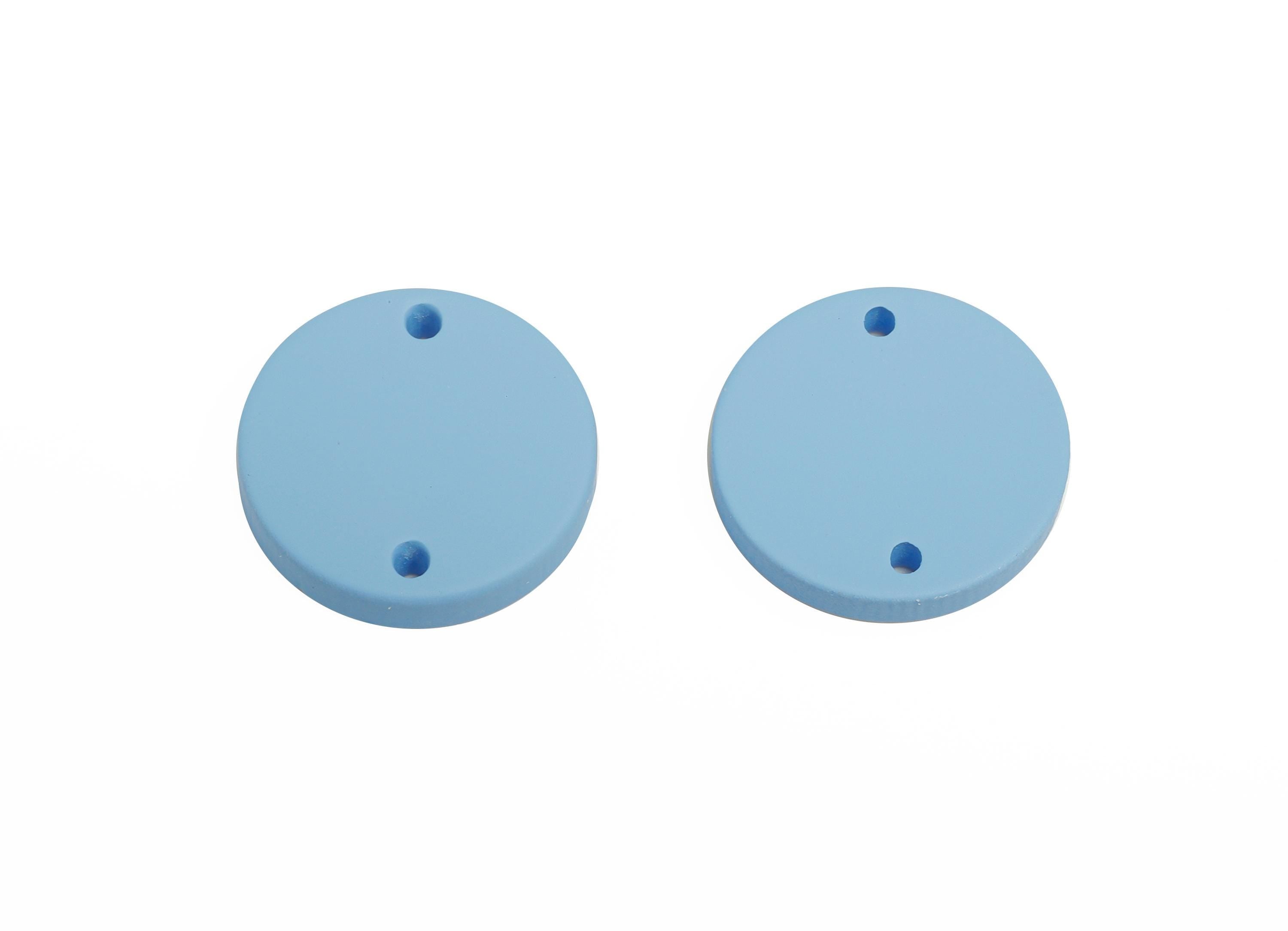 Acrylic Blue Circle Connector - Matte Round Piece - Crafting Jewelry Supply for Earring - Color Code: A1059 - 17.7x17.7x2.8mm - AC3654-A1059 - DOMEDBAZAAR