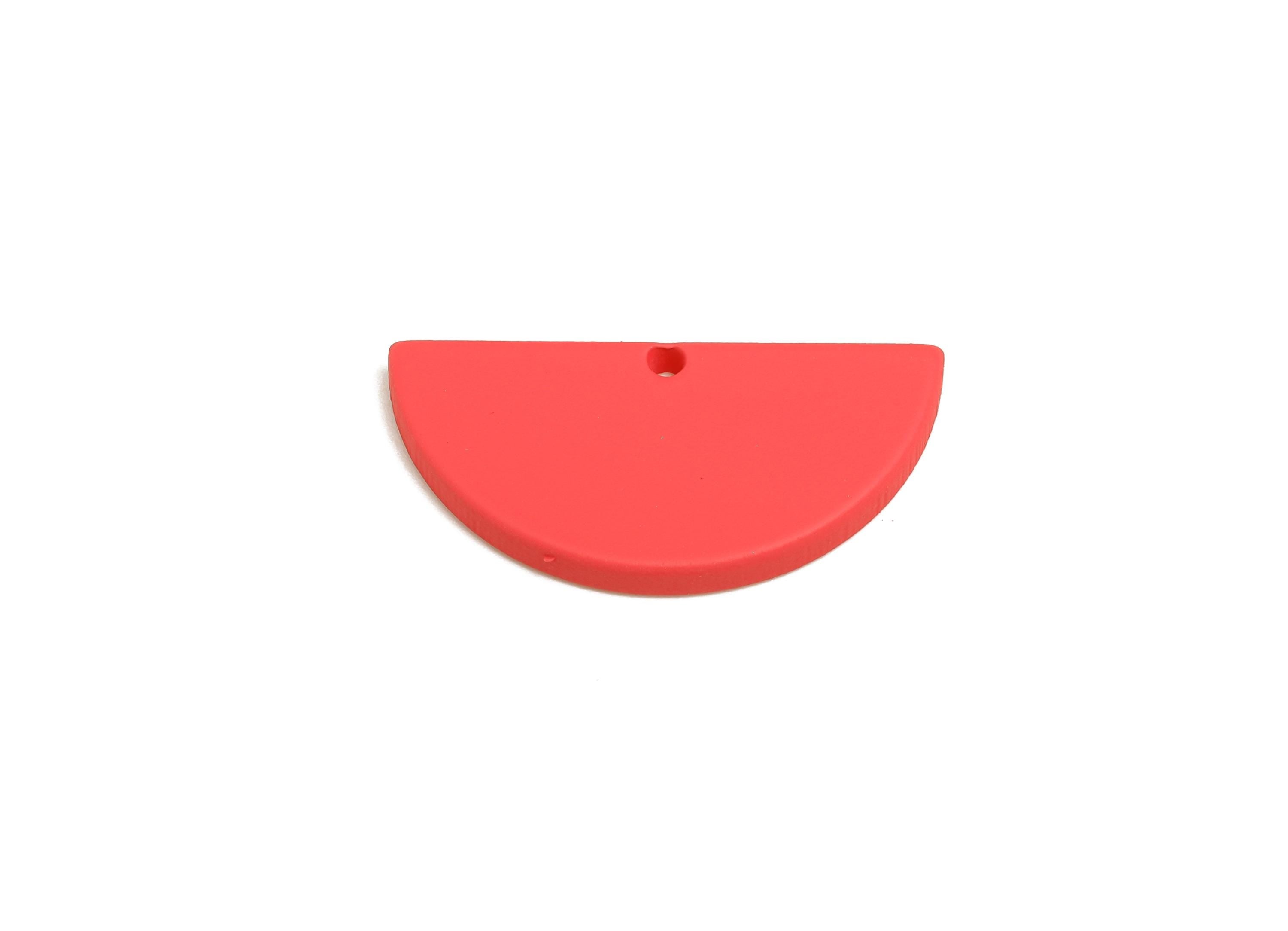 Acrylic Rose Red Circle Charm - Matte Semicircle Piece - Geometric Craft Supplies for Earring - Color Code: A1055 - 28x13x2mm-AC3649 - A1055 - DOMEDBAZAAR