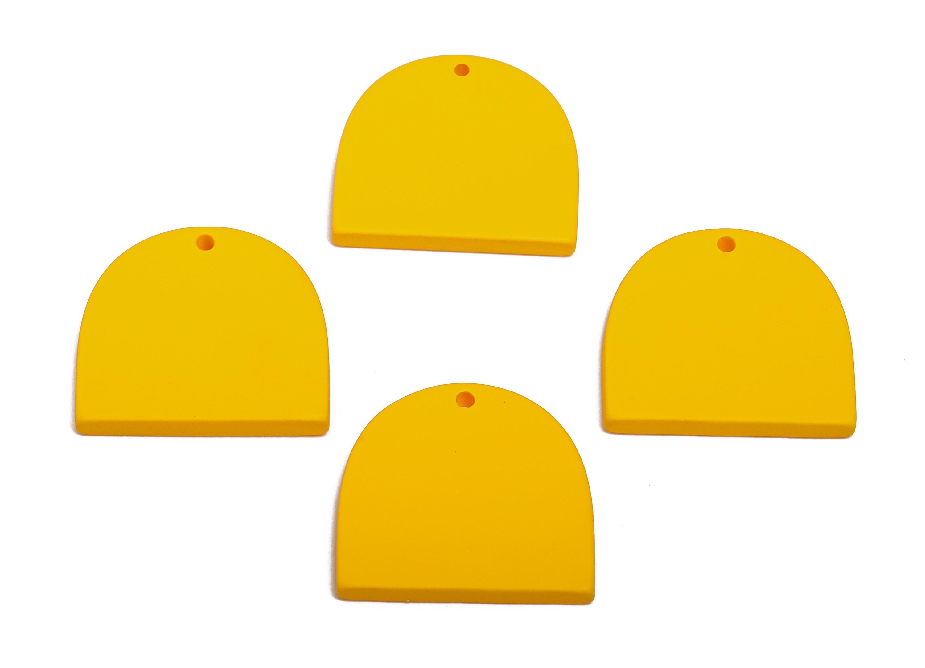 Acrylic Yellow Domed Pendant - Matte Arch Pendant - Lightweight Flat Acrylic Earring Piece - Color Code: A1057 - 24x23.37x3mm - AC3672-A1057 - DOMEDBAZAAR