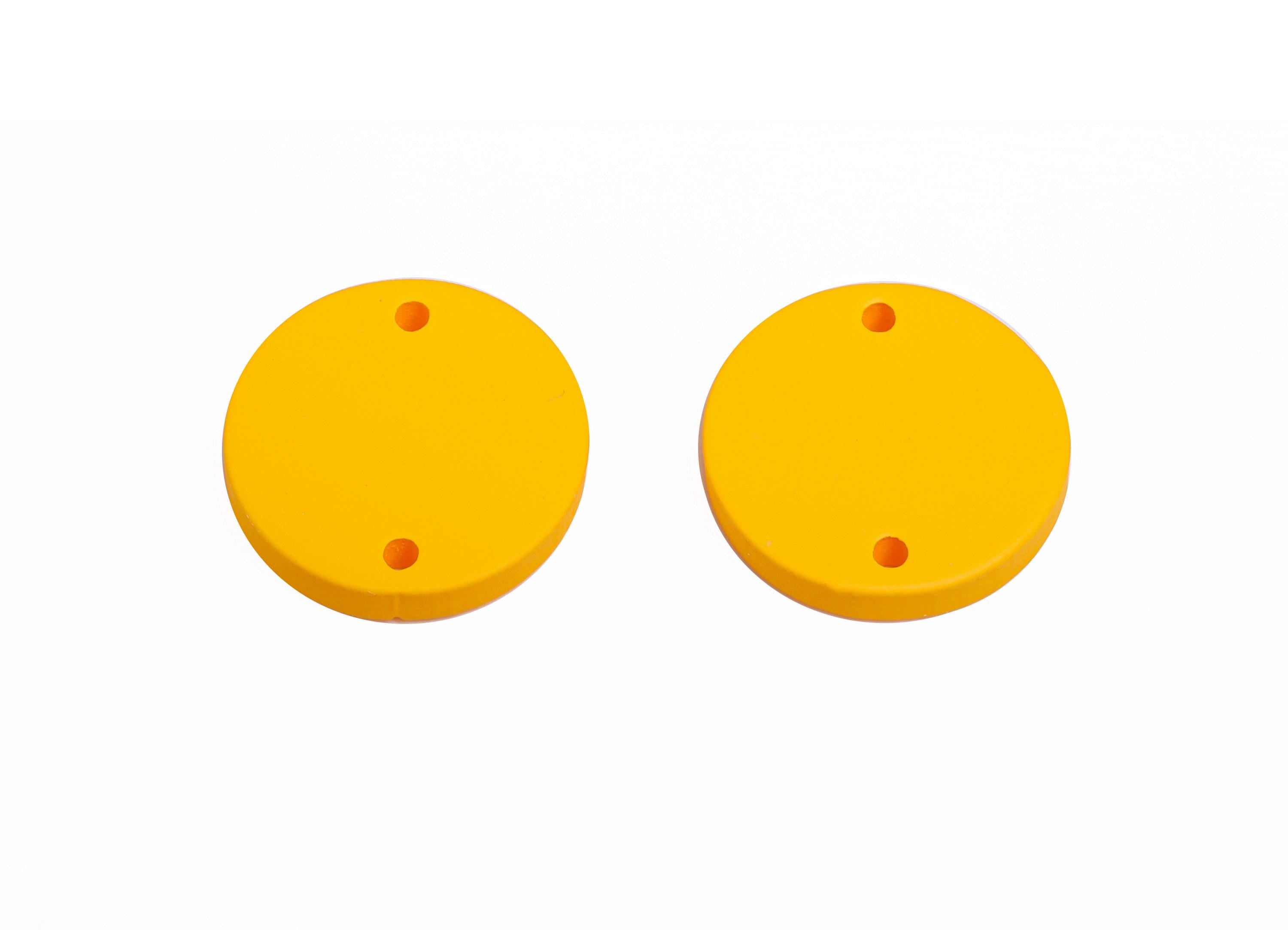 Acrylic Yellow Circle Connector - Matte Round Piece - Crafting Jewelry Supply for Earring - Color Code: A1057 -17.7x17.7x2.8mm- AC3654-A1057 - DOMEDBAZAAR