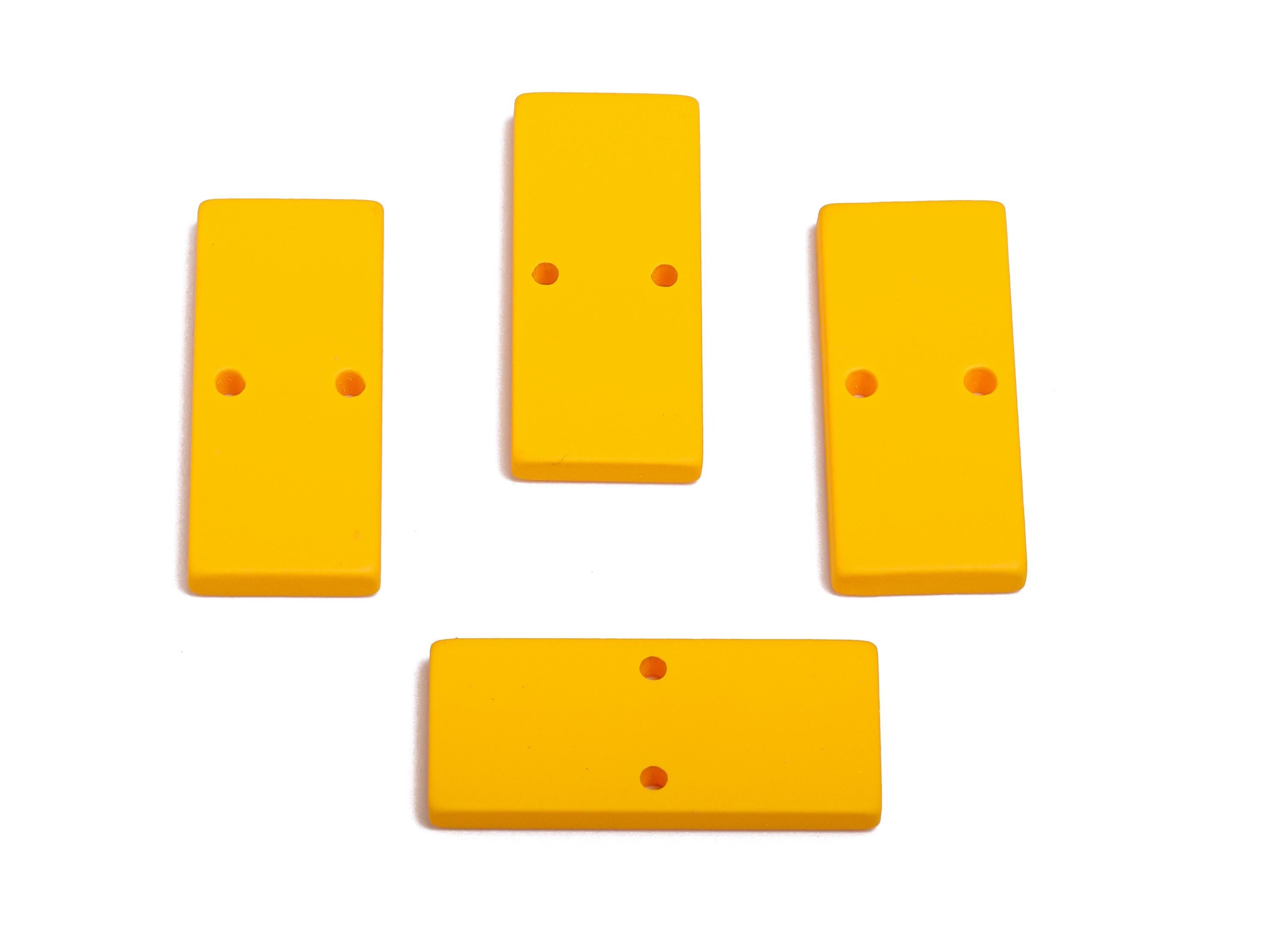 Acrylic Rectangle Earring Connector - Matte Yellow Rectangle Charm - 2 Holes Geometric Charm - Color Code: A1057 -27x11.8x3mm- AC3653-A1057 - DOMEDBAZAAR