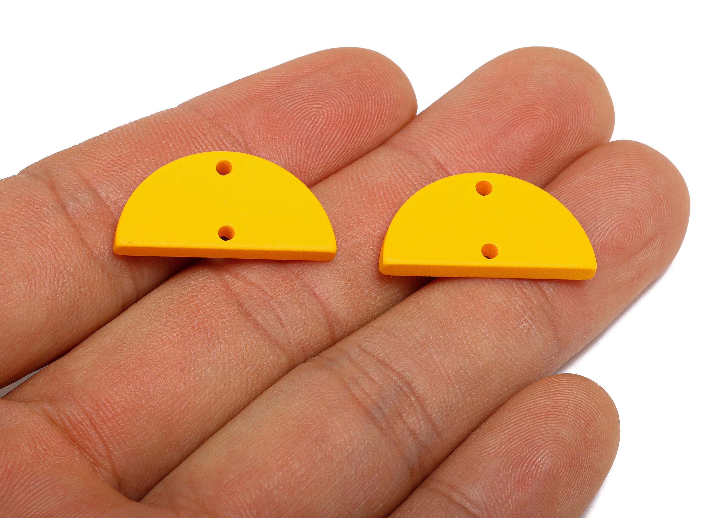 Acrylic Yellow Half Circle Connector - Matte Semicircle Earring Piece - Bright Color Jewelry Part - Color Code: A1057-24x12x2mm-AC3648-A1057 - DOMEDBAZAAR