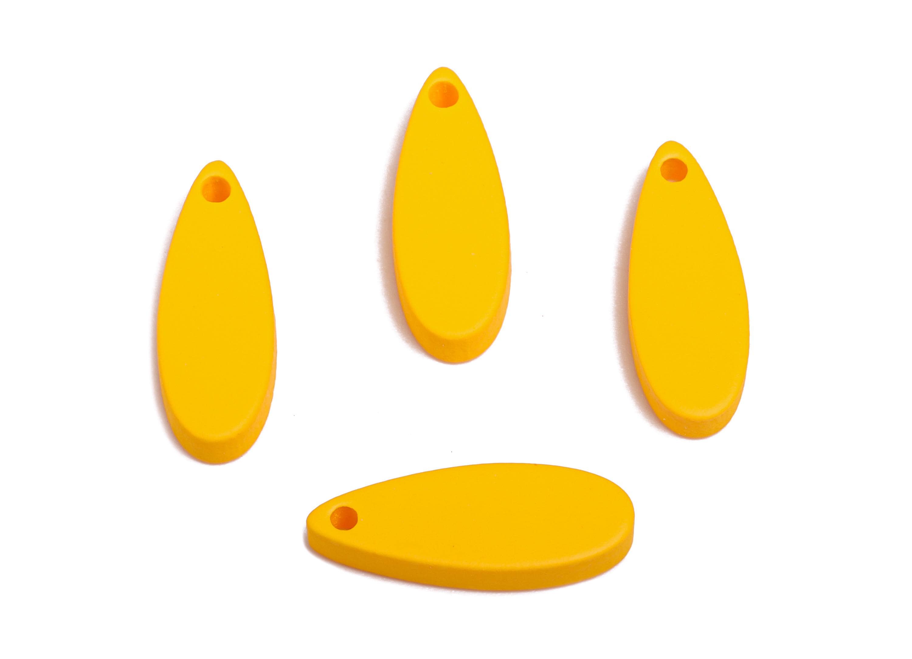 Acrylic Teardrop Earring Charm - Matte Yellow Drop Earring Charm - Lightweight Geometry Charm - Color Code: A1057 -18x6x2mm-AC3651-A1057 - DOMEDBAZAAR