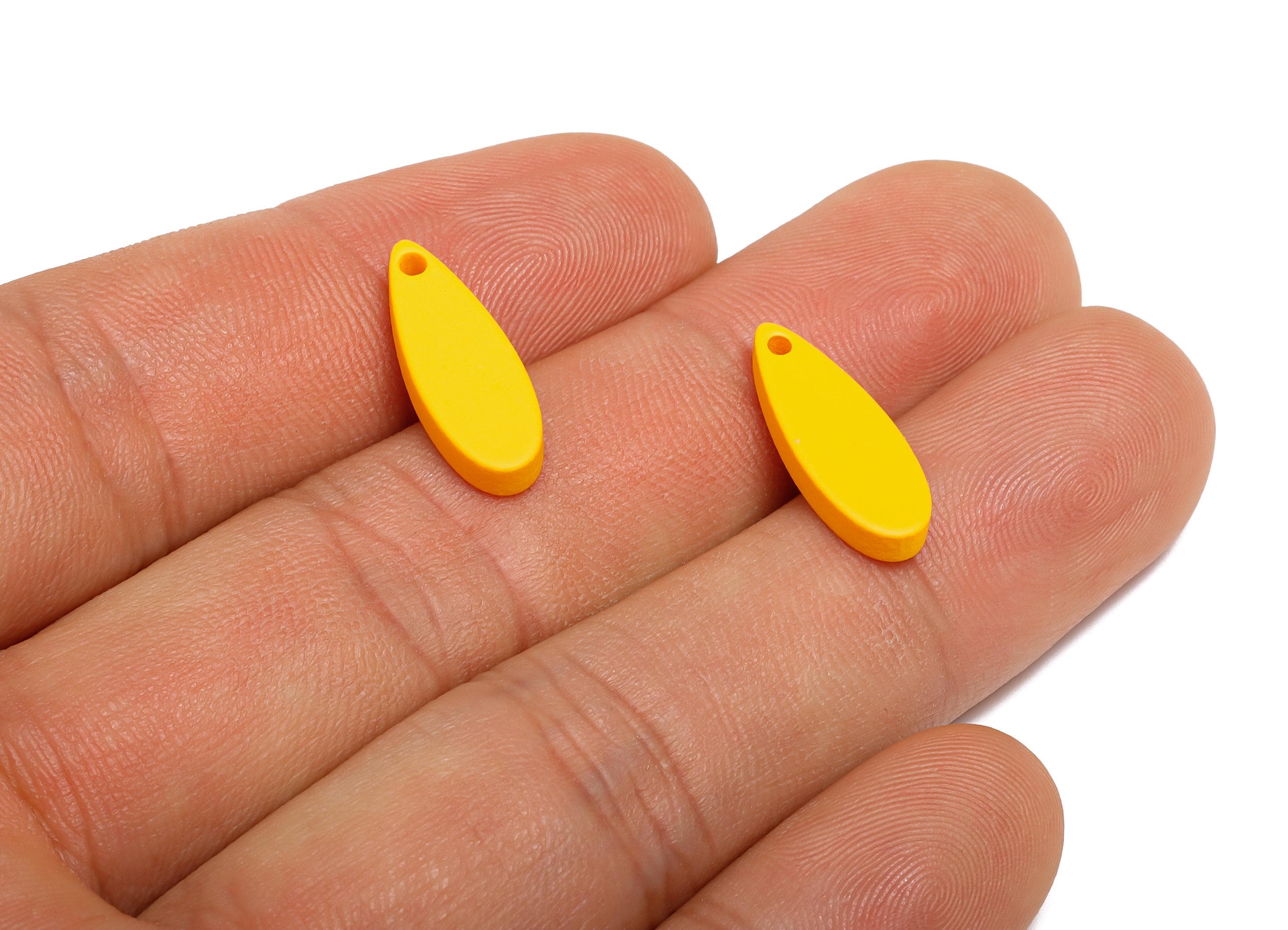 Acrylic Teardrop Earring Charm - Matte Yellow Drop Earring Charm - Lightweight Geometry Charm - Color Code: A1057 -18x6x2mm-AC3651-A1057 - DOMEDBAZAAR