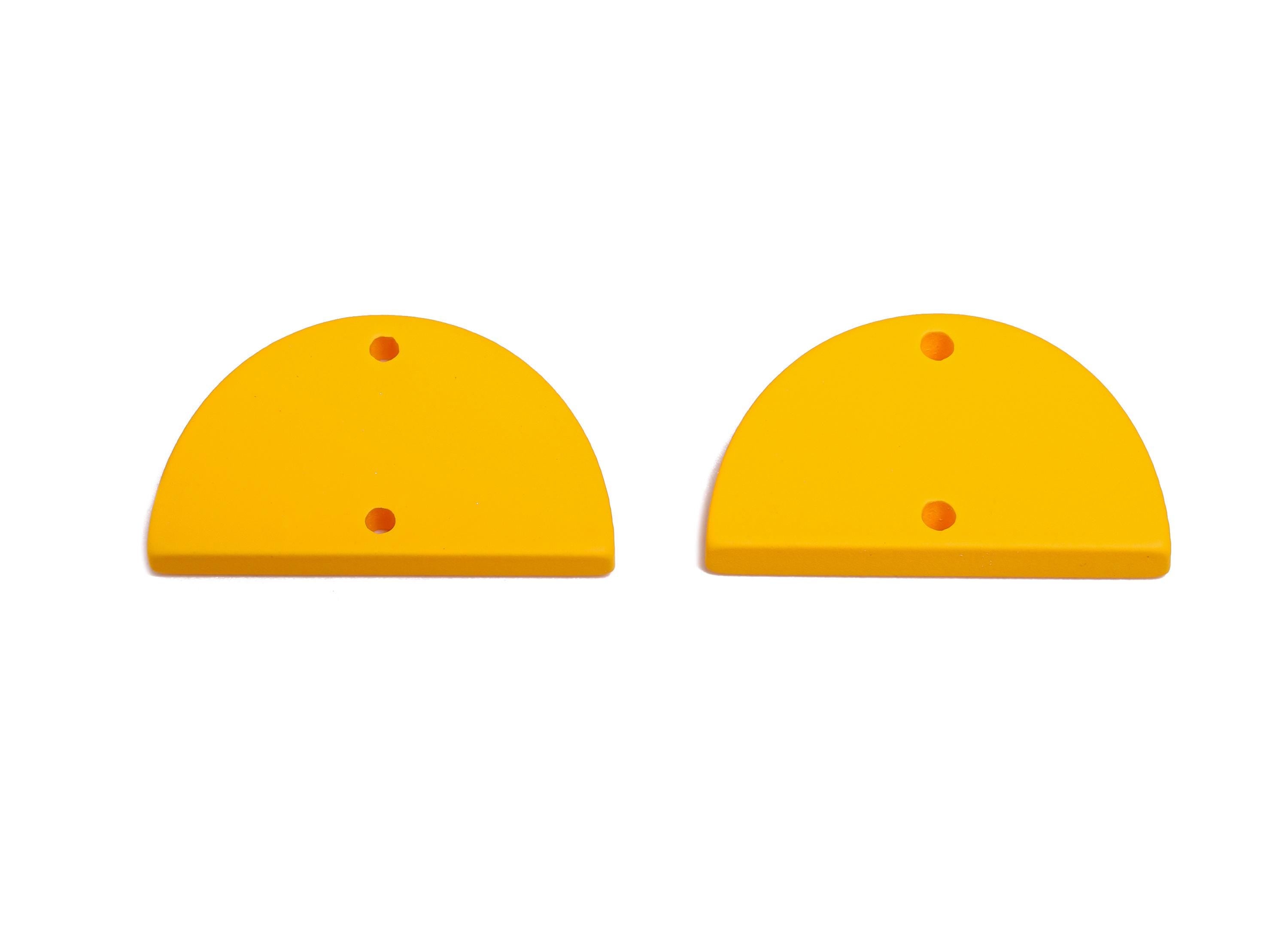 Acrylic Semicircle Earring Connector - Matte Yellow Half Moon Charm - 2 Holes Geometric Jewelry - Color Code: A1057 - 25x15x2mm-AC3659-A1057 - DOMEDBAZAAR