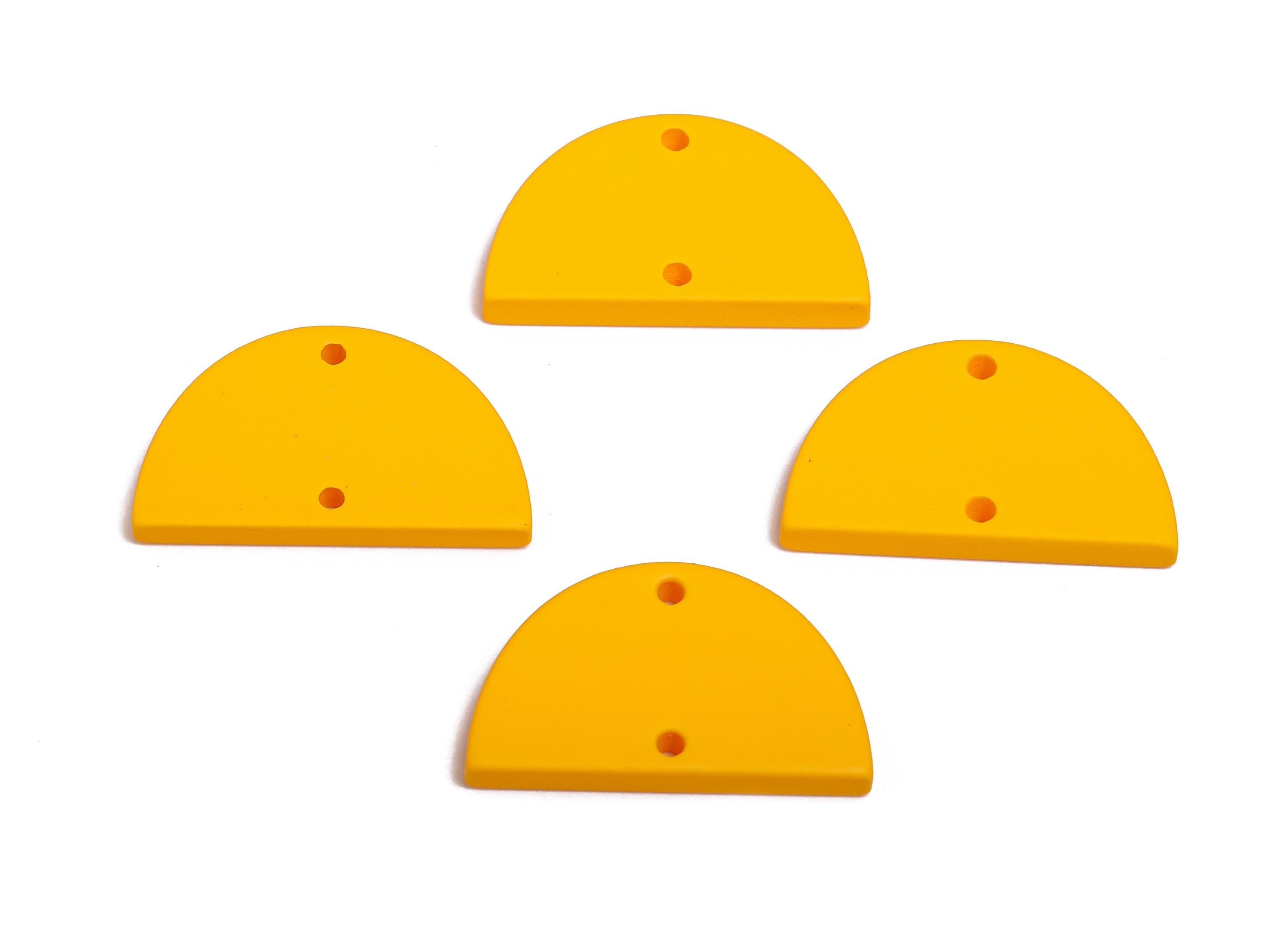 Acrylic Semicircle Earring Connector - Matte Yellow Half Moon Charm - 2 Holes Geometric Jewelry - Color Code: A1057 - 25x15x2mm-AC3659-A1057 - DOMEDBAZAAR