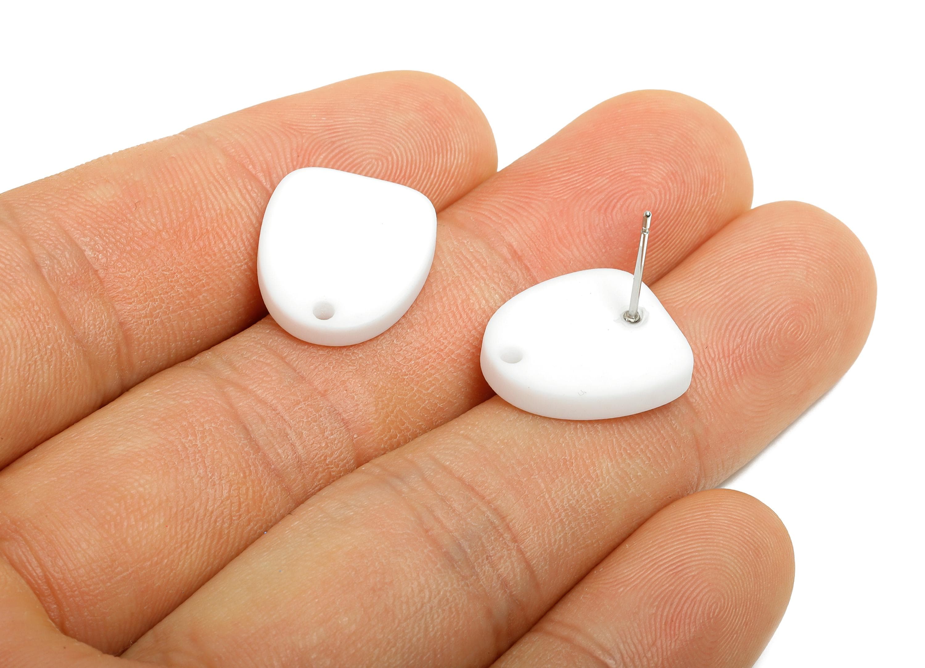 Acrylic White Earrings Connector - Modern Matte Geometric Earring Base - Craft Making Earring - Color Code: A1053 - 16x14x2mm - AC3652-A1053 - DOMEDBAZAAR