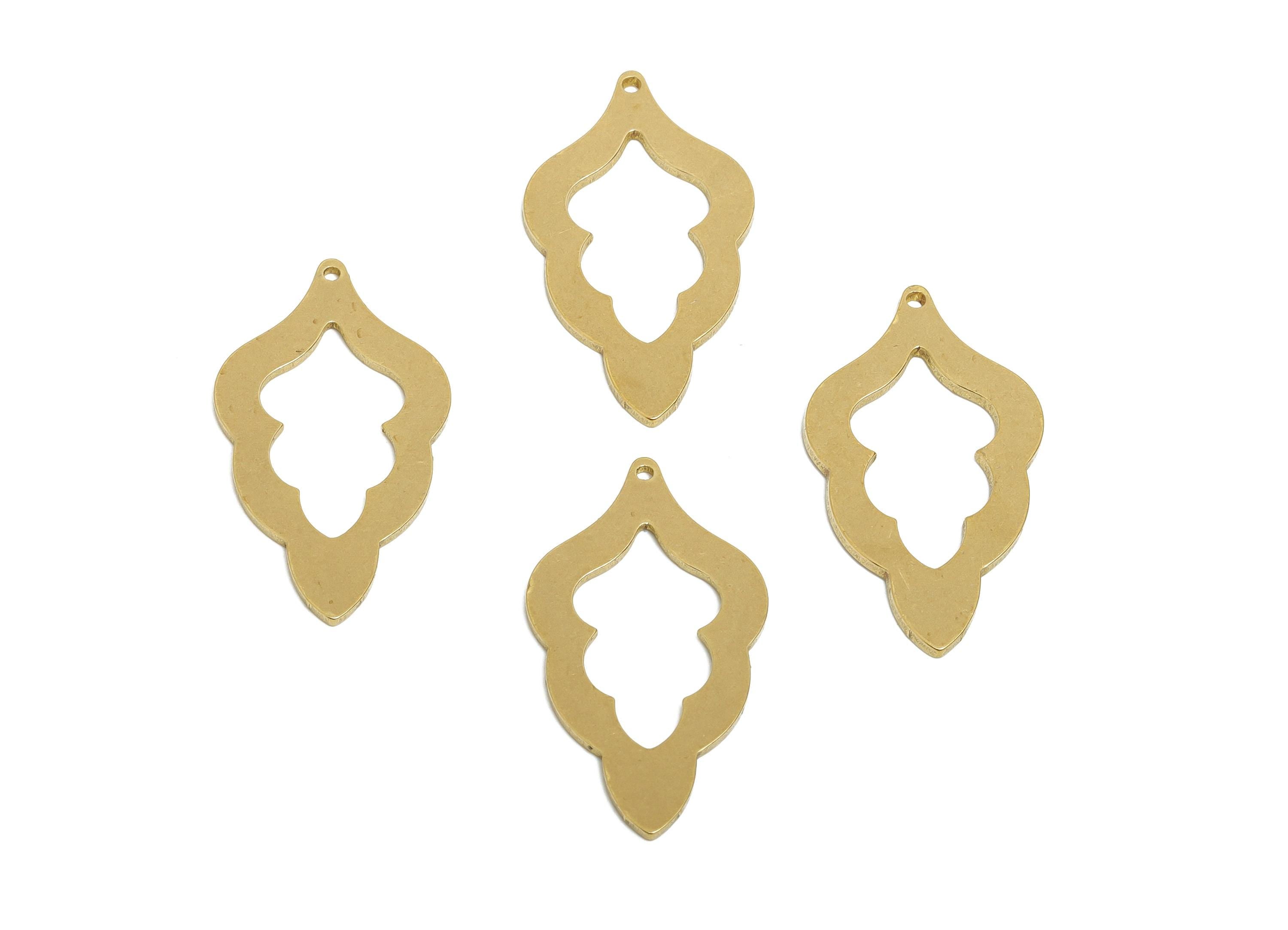 Raw Brass Filigree Pendant - Brass Moroccan Pendant - Ethnic Style Laser Cut Brass - Teardrop Cutout Pendant - 30x16.3x1mm - PP11514 - DOMEDBAZAAR