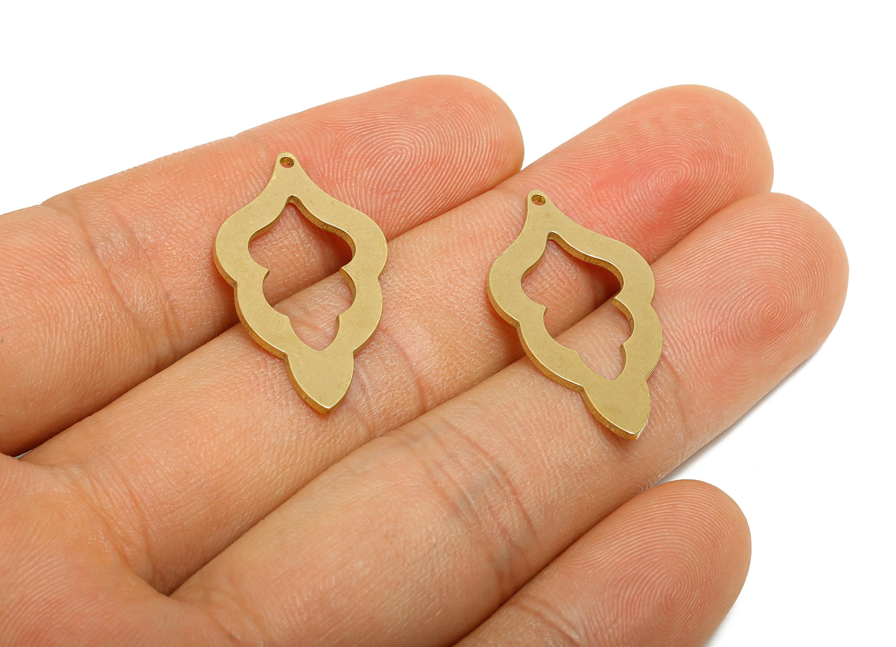 Raw Brass Filigree Pendant - Brass Moroccan Pendant - Ethnic Style Laser Cut Brass - Teardrop Cutout Pendant - 30x16.3x1mm - PP11514 - DOMEDBAZAAR
