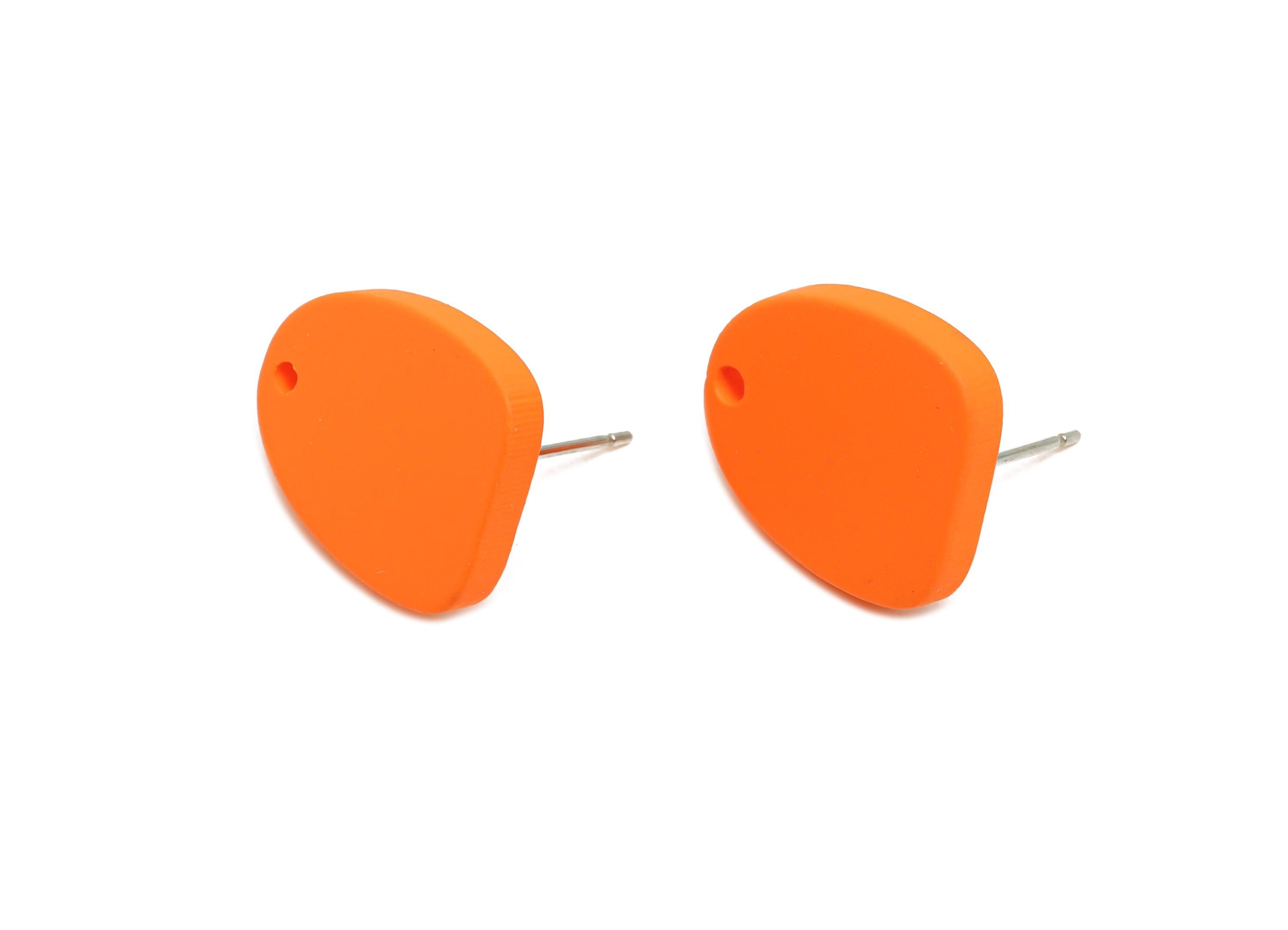 Acrylic Orange Earrings Connector - Modern Matte Geometric Earring Base - Craft Making Earring - Color Code: A1056 - 16x14x2mm- AC3652-A1056 - DOMEDBAZAAR