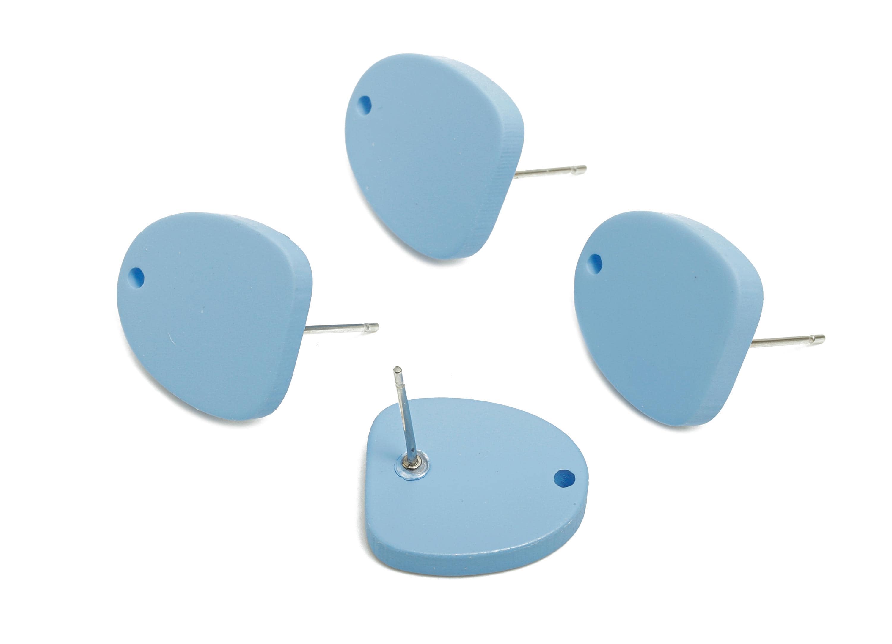 Acrylic Blue Earrings Connector - Modern Matte Geometric Earring Base - Craft Making Earring - Color Code: A1059 - 16x14x2mm- AC3652-A1059 - DOMEDBAZAAR