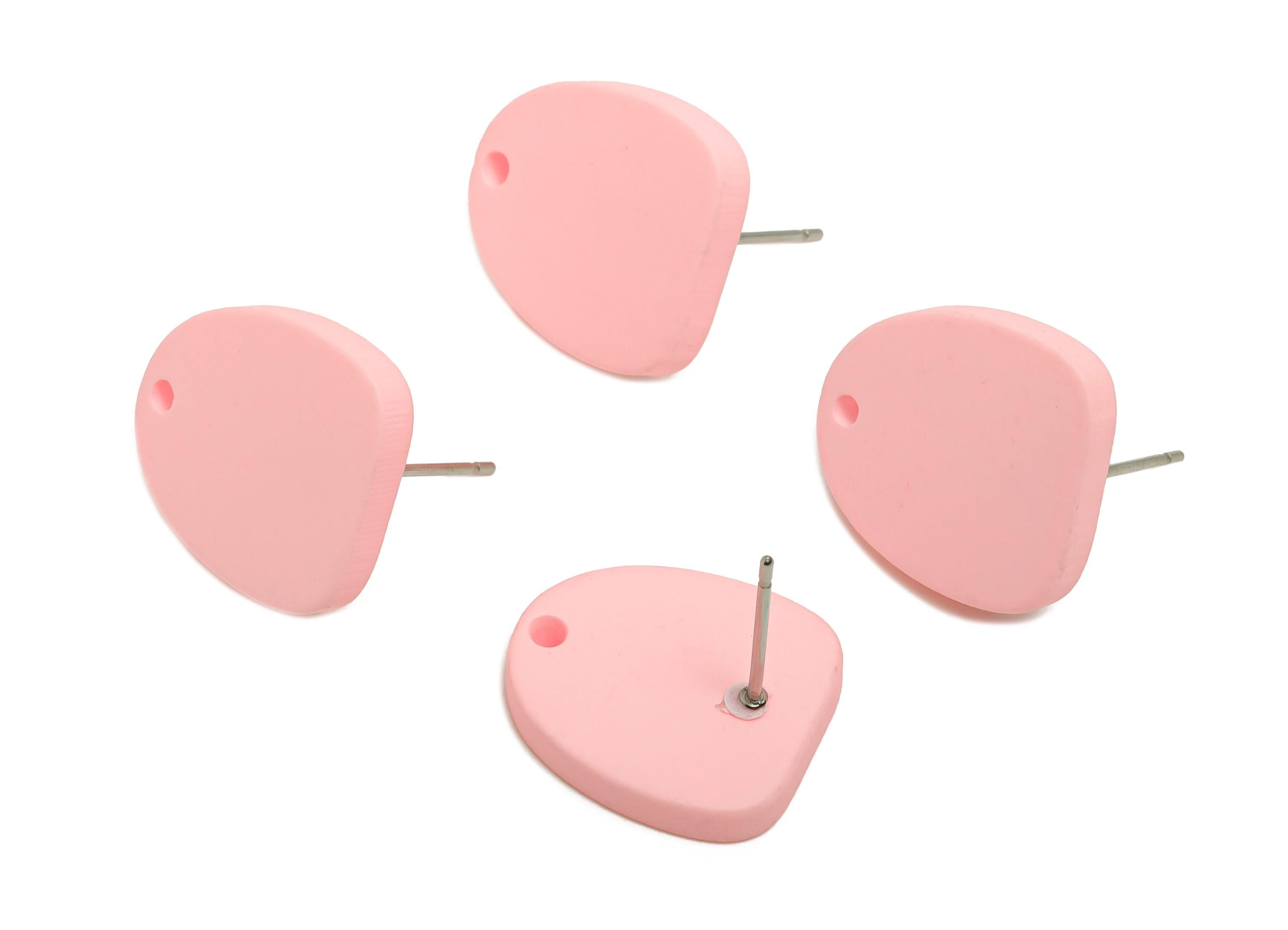 Acrylic Pink Earrings Connector - Modern Matte Geometric Earring Base - Craft Making Earring - Color Code: A1061 - 16x14x2mm - AC3652-A1061 - DOMEDBAZAAR