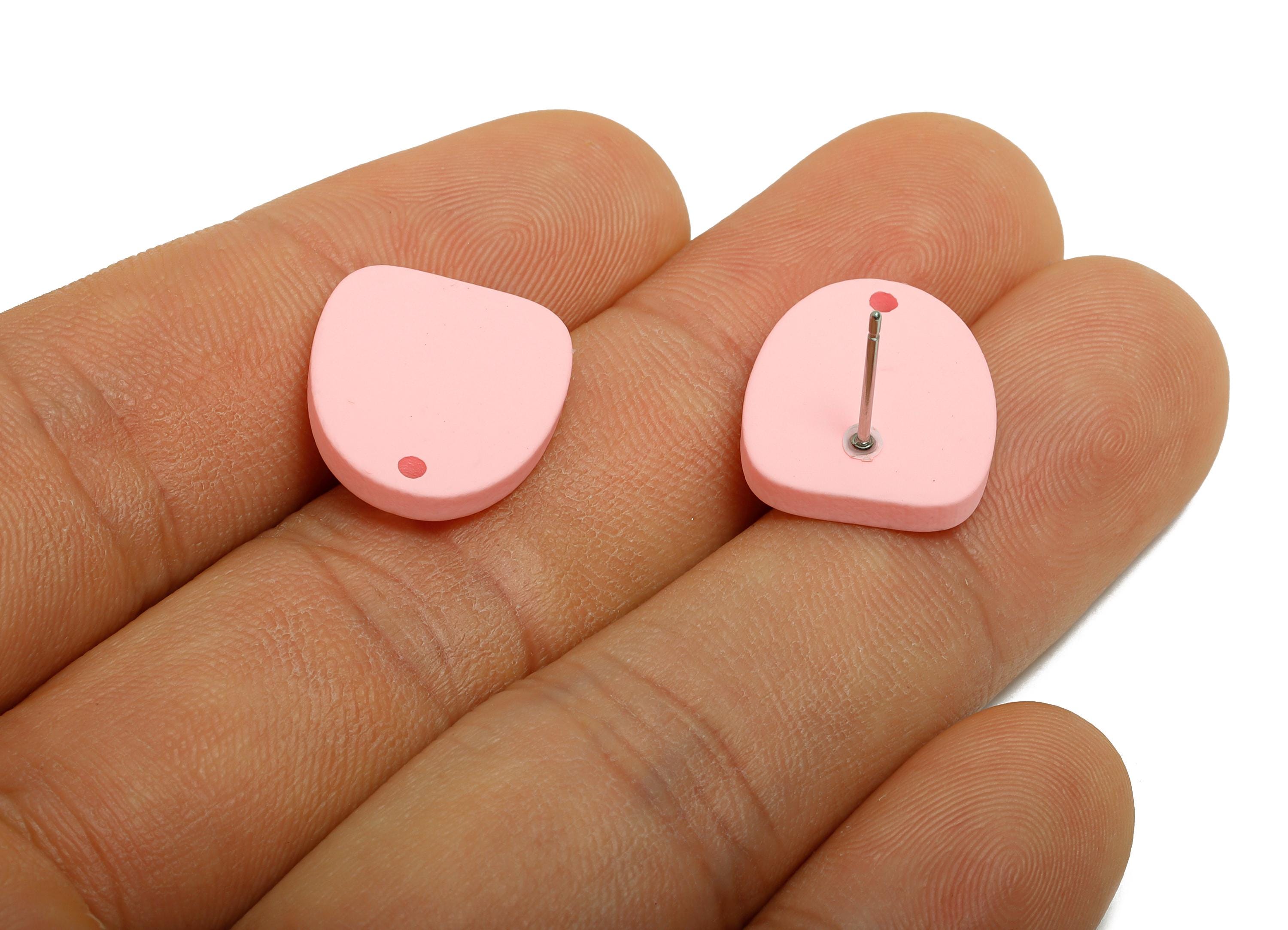 Acrylic Pink Earrings Connector - Modern Matte Geometric Earring Base - Craft Making Earring - Color Code: A1061 - 16x14x2mm - AC3652-A1061 - DOMEDBAZAAR