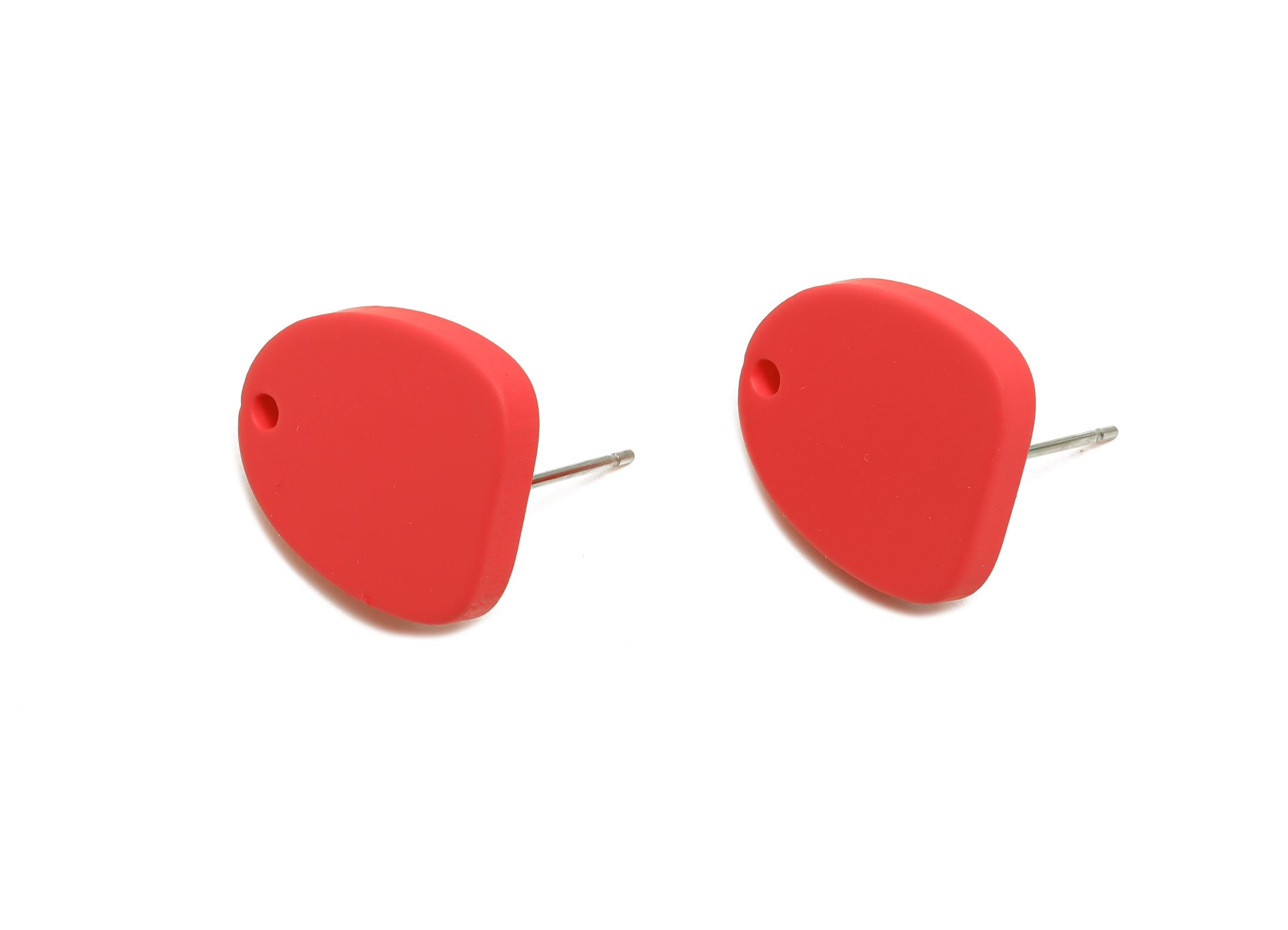 Acrylic Red Earrings Connector - Modern Matte Geometric Earring Base - Craft Making Earring - Color Code: A1055 - 16x14x2mm - AC3652-A1055 - DOMEDBAZAAR