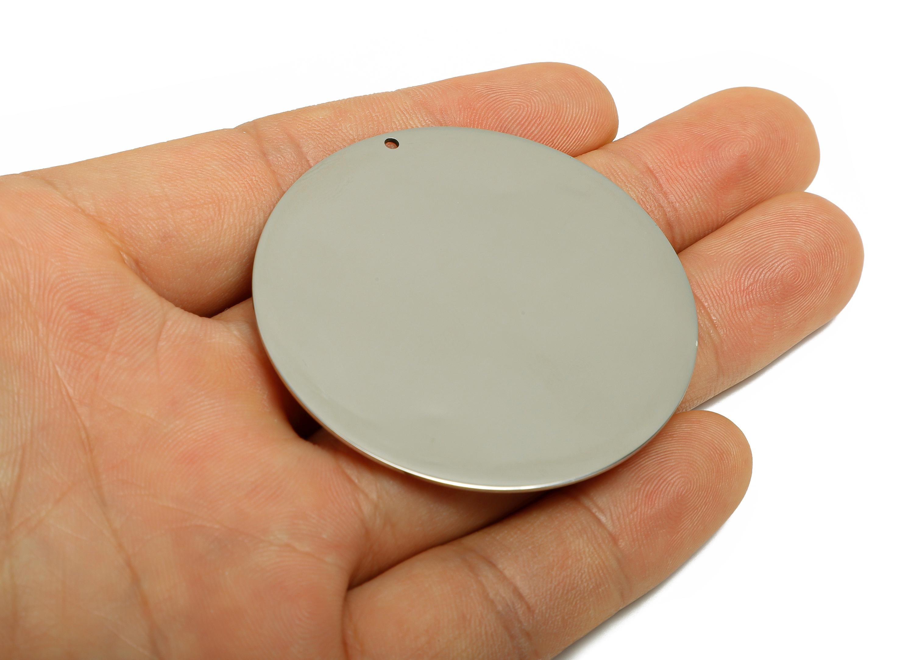 Stainless Steel Blank Pendant - Large Circle Pendant - Minimalist Metal DIY Jewelry Supply - Flat Round Jewelry - 51x51x0.9mm - SS2771 - DOMEDBAZAAR