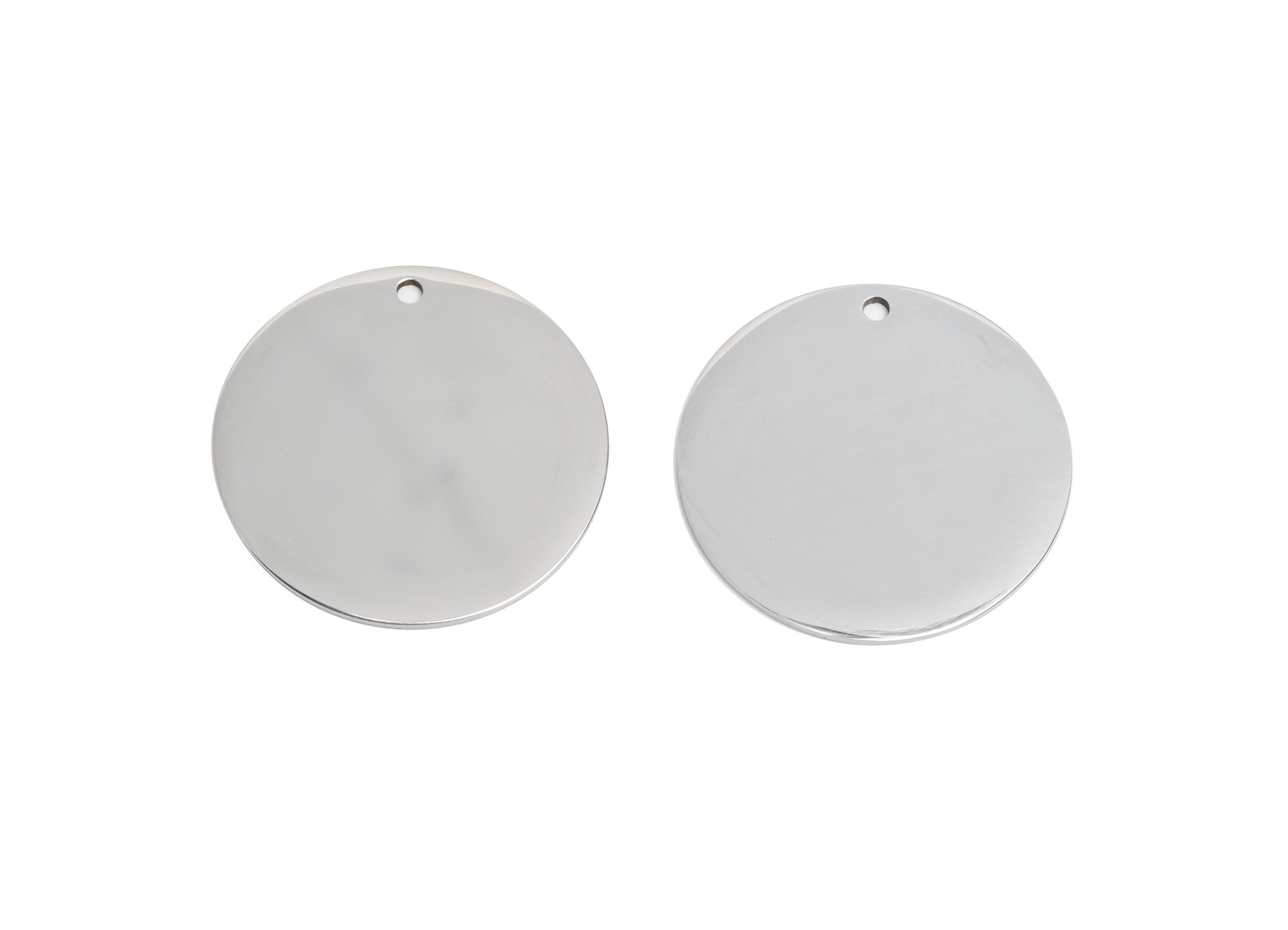 Stainless Steel Blank Pendant - Polished Circle Steel Charm - Minimalist Metal DIY Jewelry Supply - Flat Round Jewelry - 26x26x0.9mm-SS2772 - DOMEDBAZAAR