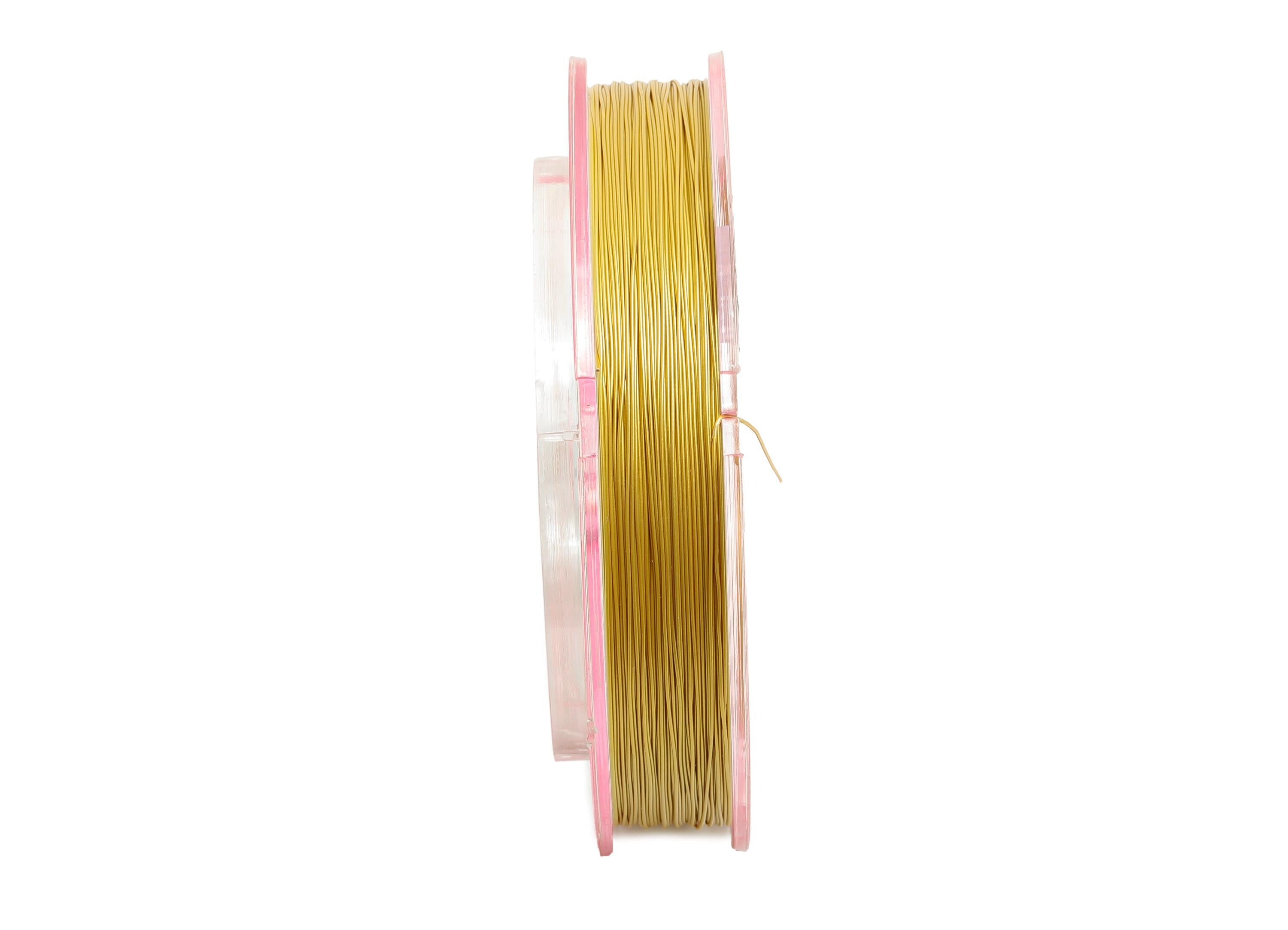 0.4mm/100m/Pcs Nylon Coated Wire - Steel Gold Wire for Bracelets and Necklace - Beading Wire for Handmade - Jewelry Making Supplies - SS2787