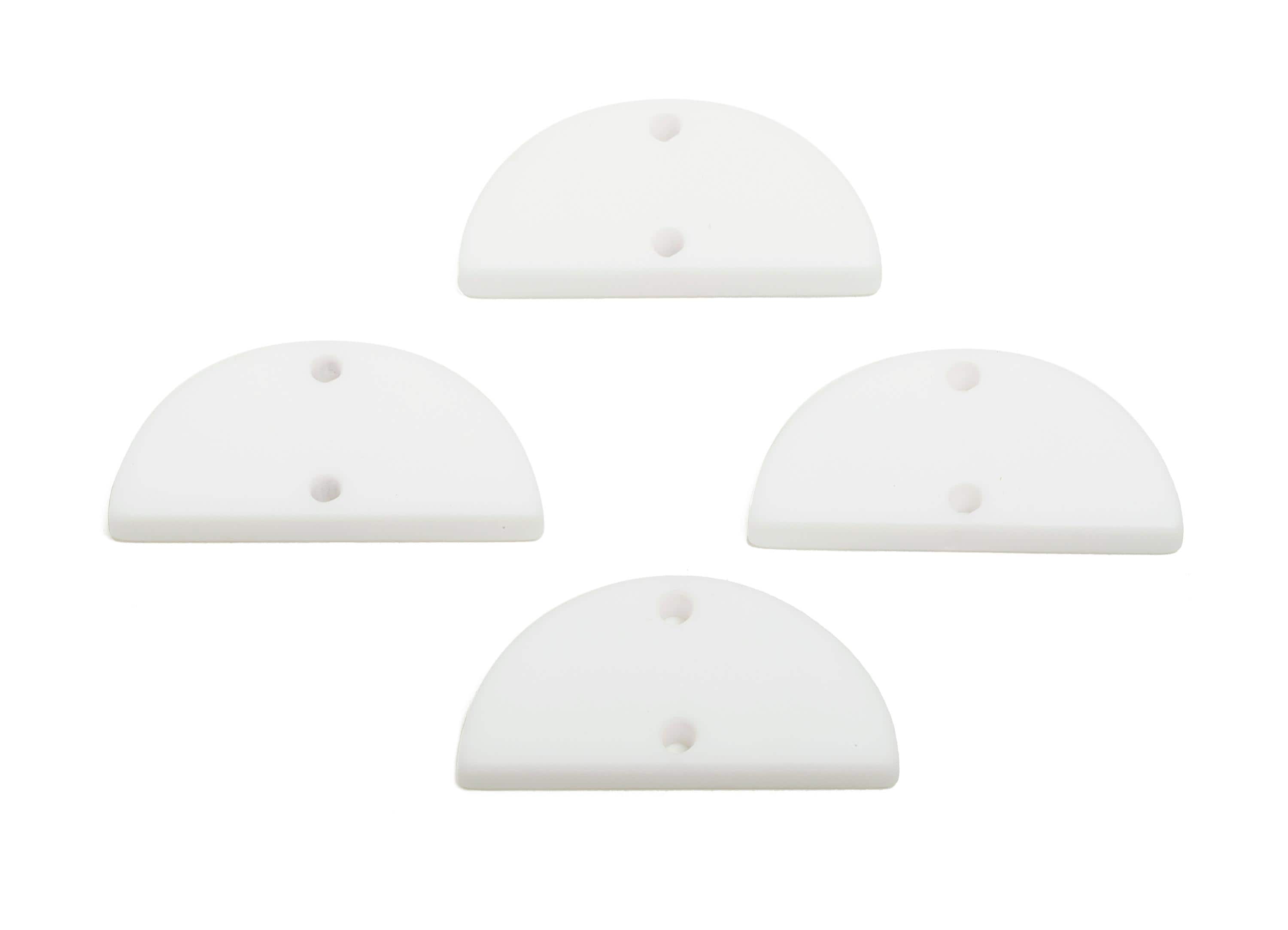 Acrylic White Half Circle Connector - Matte Semicircle Piece - Crafting Supplies for Earring - Color Code: A1053 -24x12x2mm-AC3648-A1053 - DOMEDBAZAAR