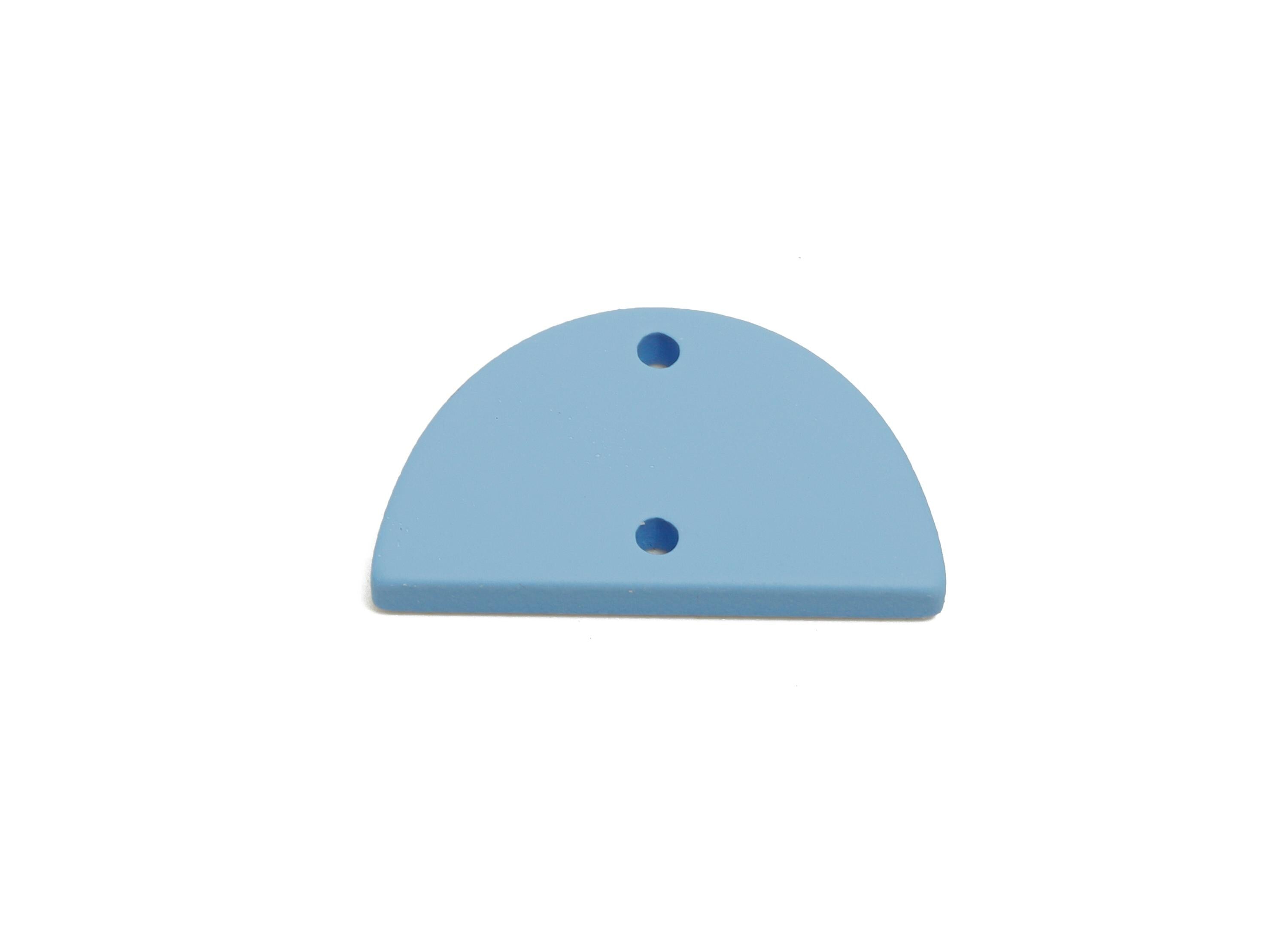 Acrylic Semicircle Earring Connector - Matte Blue Half Moon Charm - Craft Supply for Earring - Color Code: A1059 - 22x12x2mm- AC3647-A1059 - DOMEDBAZAAR