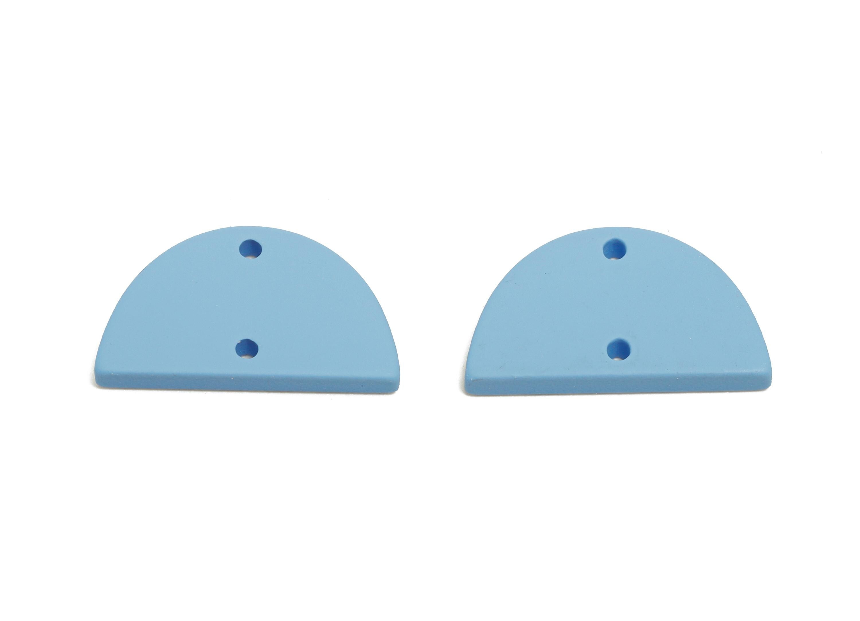 Acrylic Semicircle Earring Connector - Matte Blue Half Moon Charm - Craft Supply for Earring - Color Code: A1059 - 22x12x2mm- AC3647-A1059 - DOMEDBAZAAR