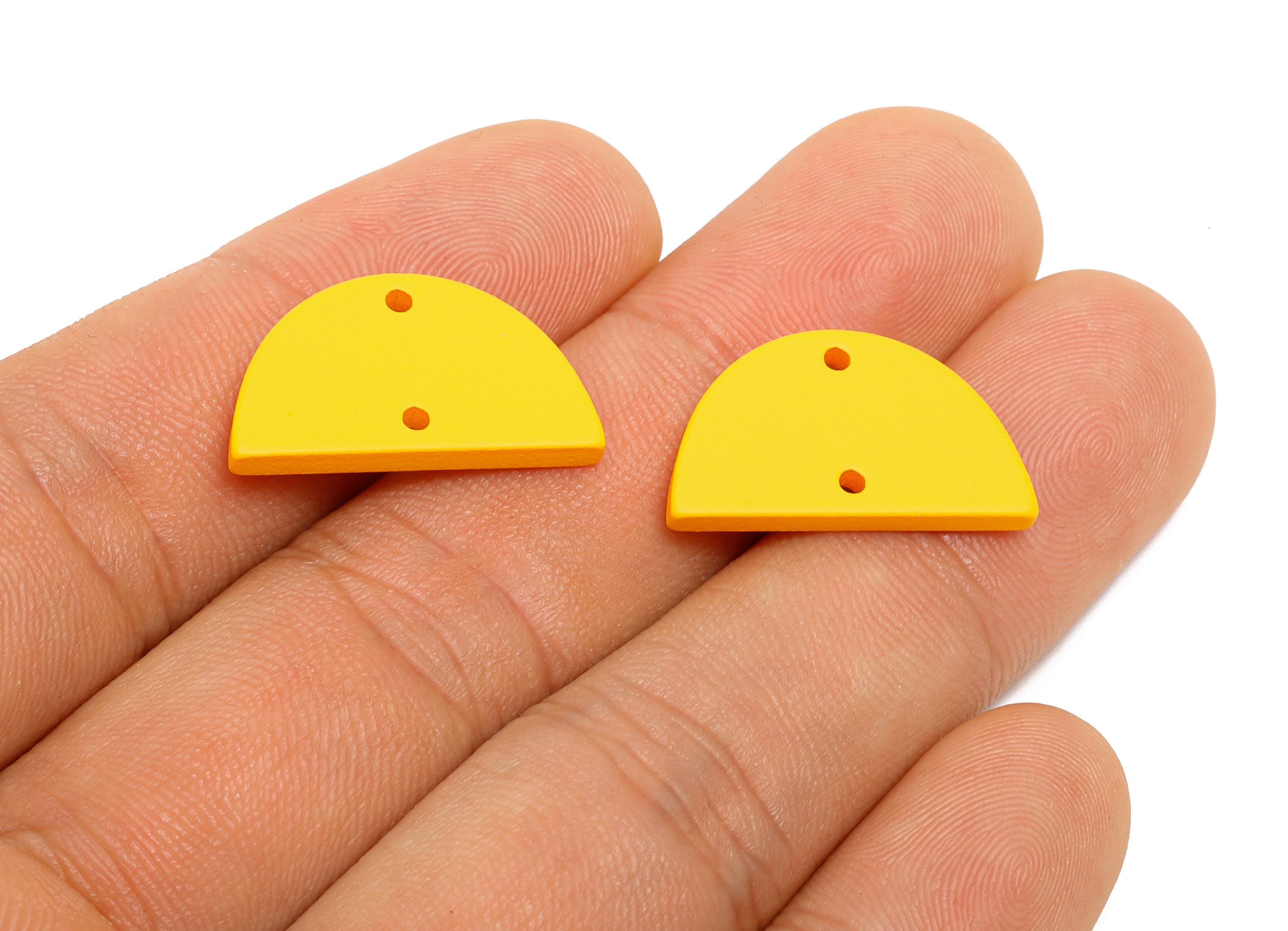 Acrylic Semicircle Earring Connector - Matte Yellow Half Moon Charm - Craft Supply for Earring - Color Code: A1057 - 22x12x2mm- AC3647-A1057 - DOMEDBAZAAR