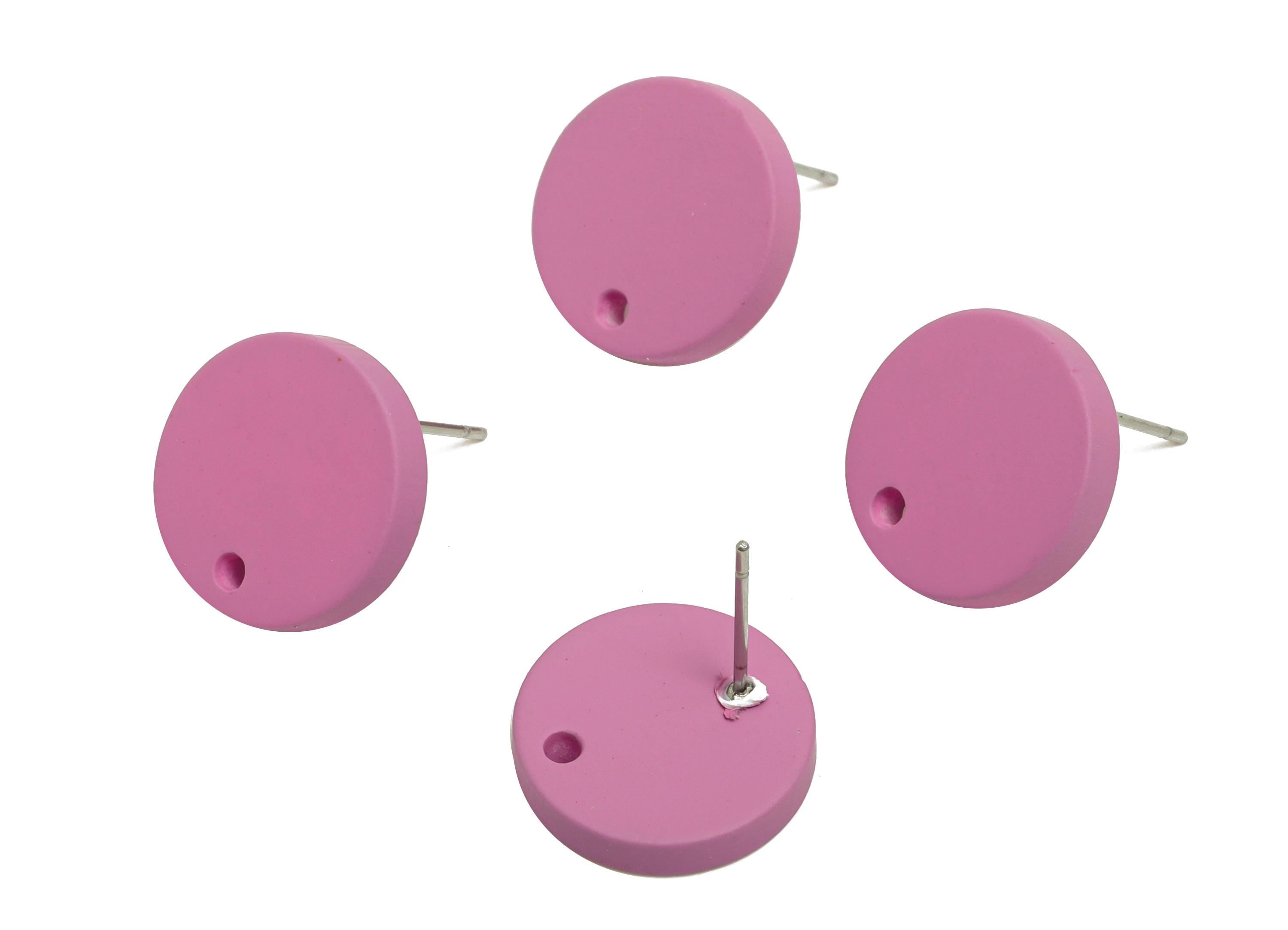 Acrylic Purple Round Earring Stud - Matte Geometry Earring Stud With Hole - Acrylic Earring Base - Color Code: A1060 -14x14x2mm-AC3644-A1060 - DOMEDBAZAAR