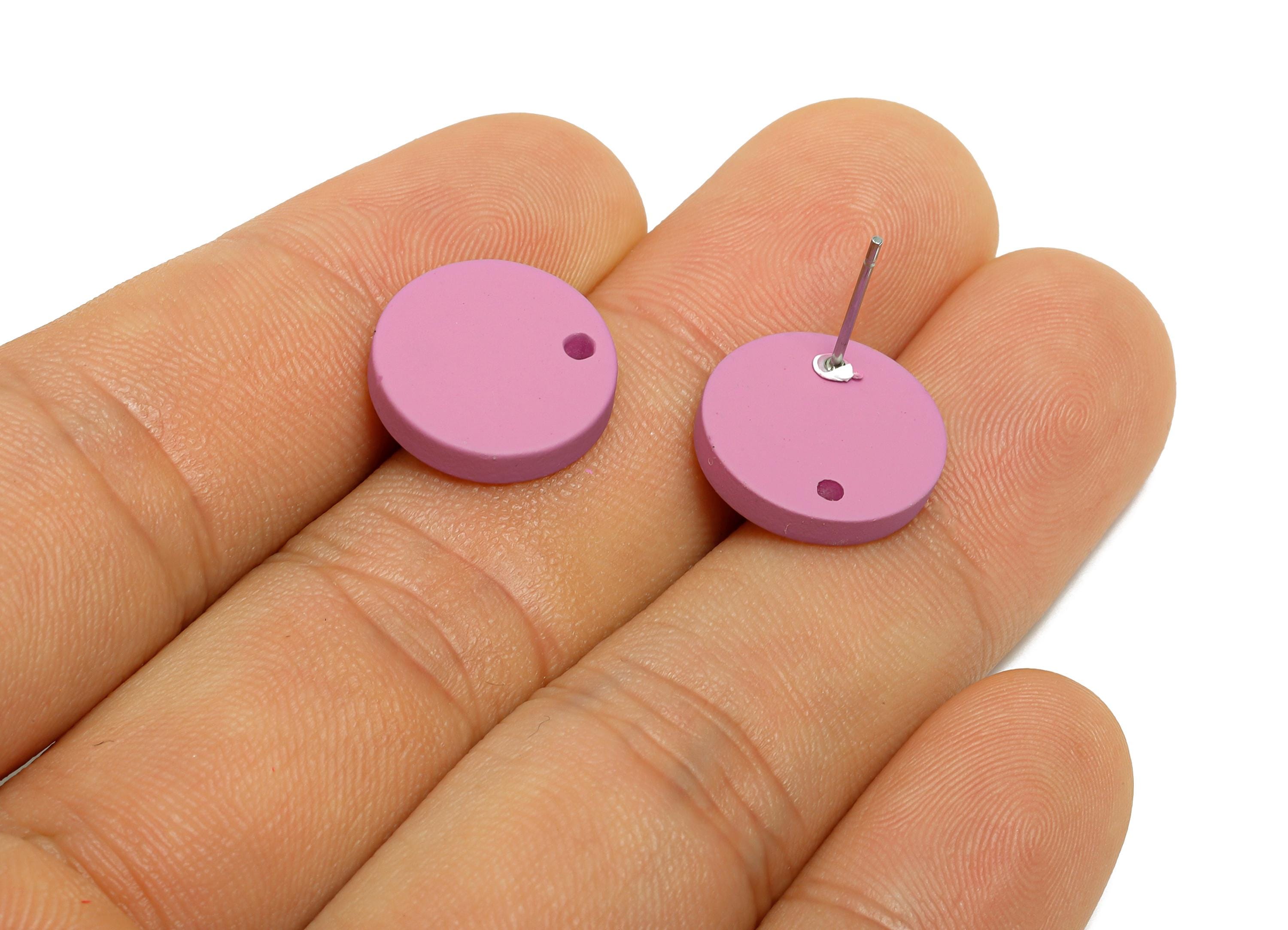 Acrylic Purple Round Earring Stud - Matte Geometry Earring Stud With Hole - Acrylic Earring Base - Color Code: A1060 -14x14x2mm-AC3644-A1060 - DOMEDBAZAAR