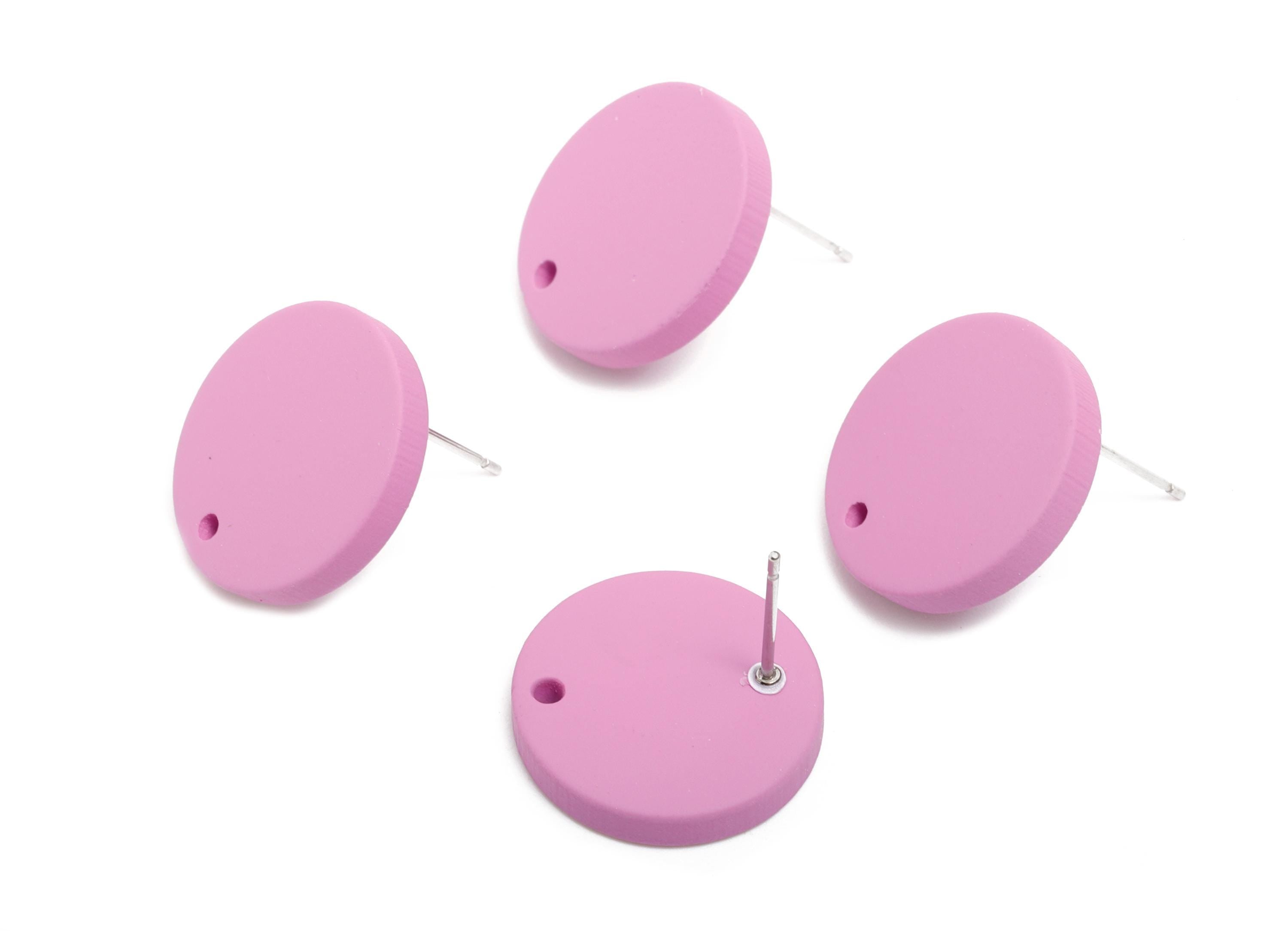 Acrylic Purple Round Earring Stud - Matte Geometry Earring Stud with Hole - DIY Earring Base - Color Code: A1060 - 17x17x3mm - AC3643-A1060 - DOMEDBAZAAR