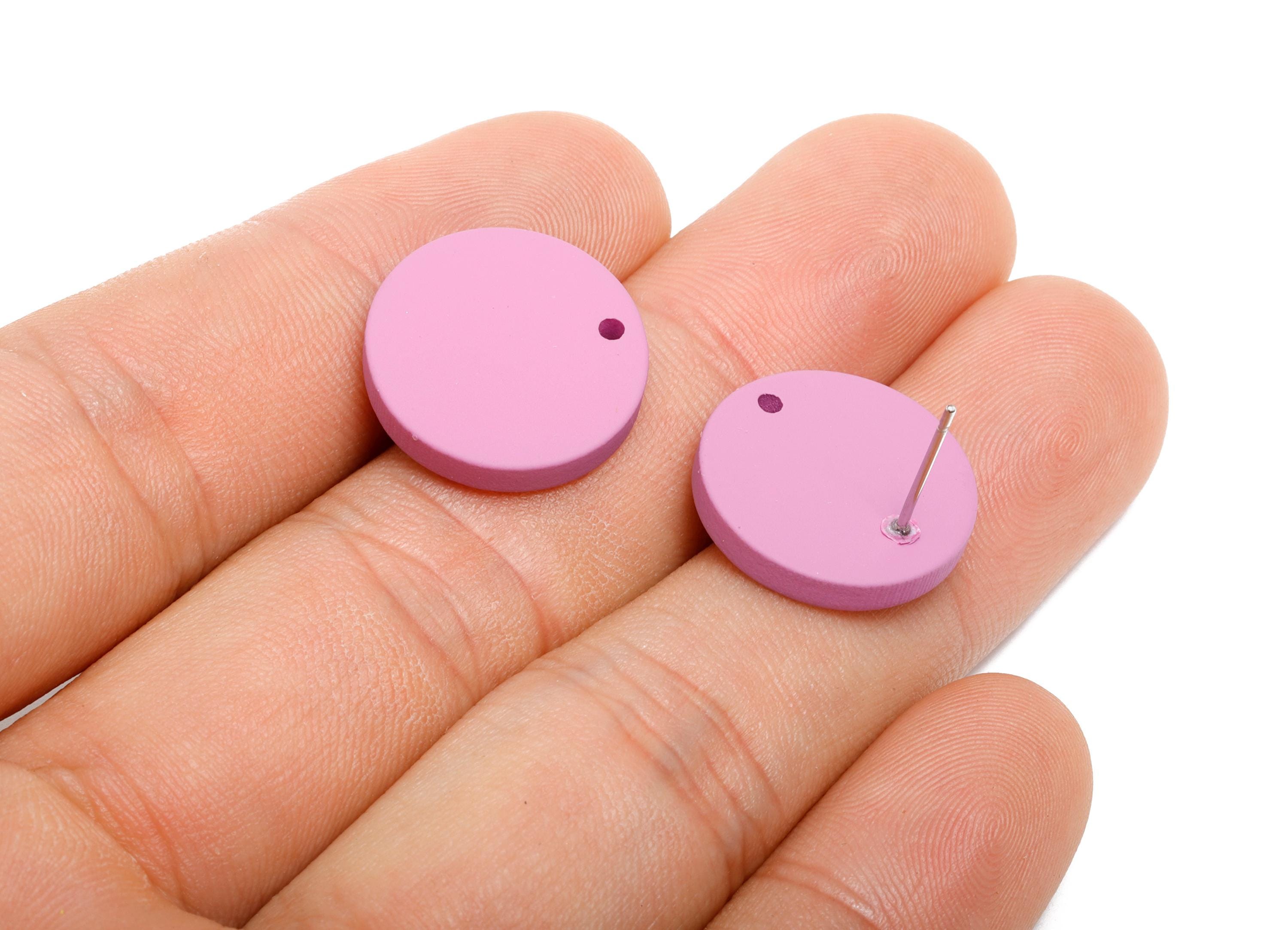 Acrylic Purple Round Earring Stud - Matte Geometry Earring Stud with Hole - DIY Earring Base - Color Code: A1060 - 17x17x3mm - AC3643-A1060 - DOMEDBAZAAR