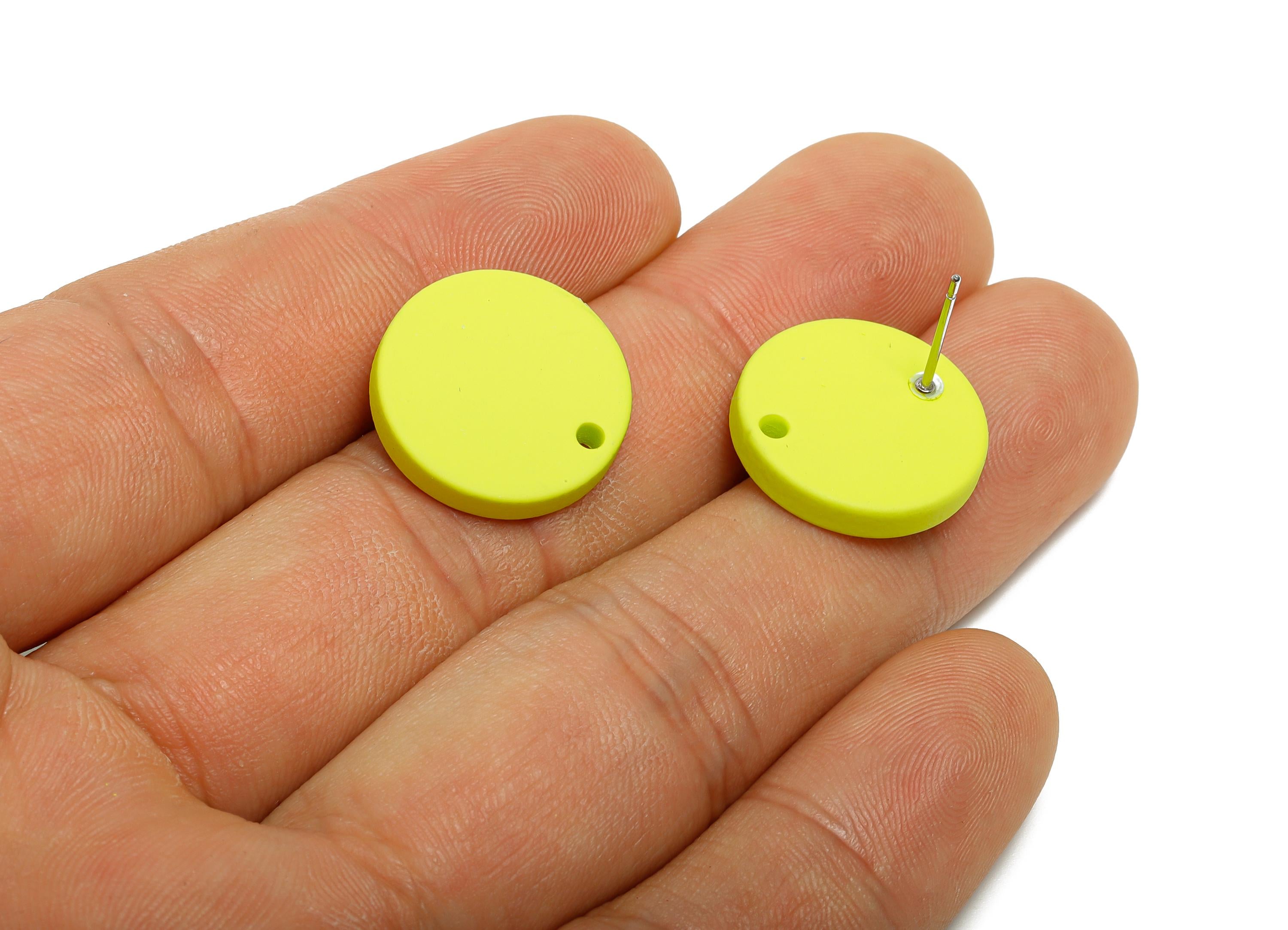 Acrylic Green Round Earring Stud - Matte Geometry Earring Stud with Hole - DIY Earring Base - Color Code: A1058 - 17x17x3mm - AC3643-A1058 - DOMEDBAZAAR
