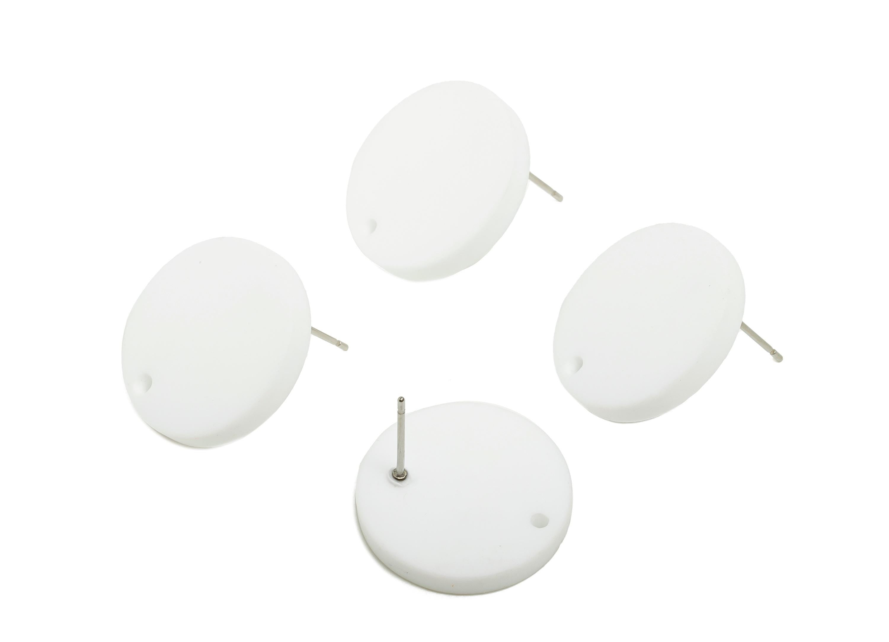 Acrylic Round Earring Studs - White Matte Earring Stud with Hole - DIY Earrings Base - Color Code: A1053 - 19.8x19.8x2.9mm - AC3642-A1053 - DOMEDBAZAAR