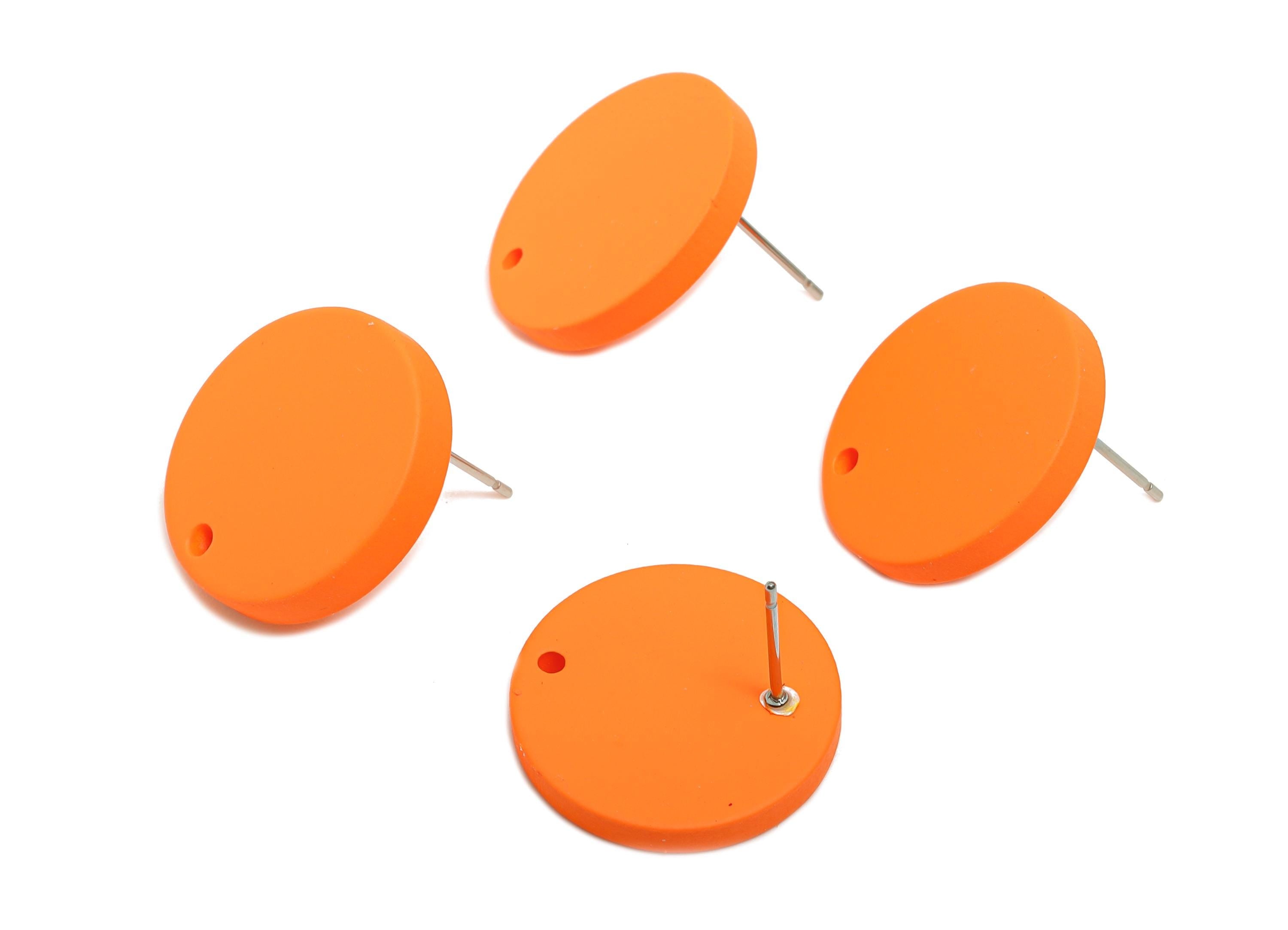 Acrylic Orange Round Earring Stud - Simple Matte Earring Stud - Bold Color DIY Earring Base -Color Code: A1056 -19.8x19.8x2.9mm-AC3642-A1056 - DOMEDBAZAAR