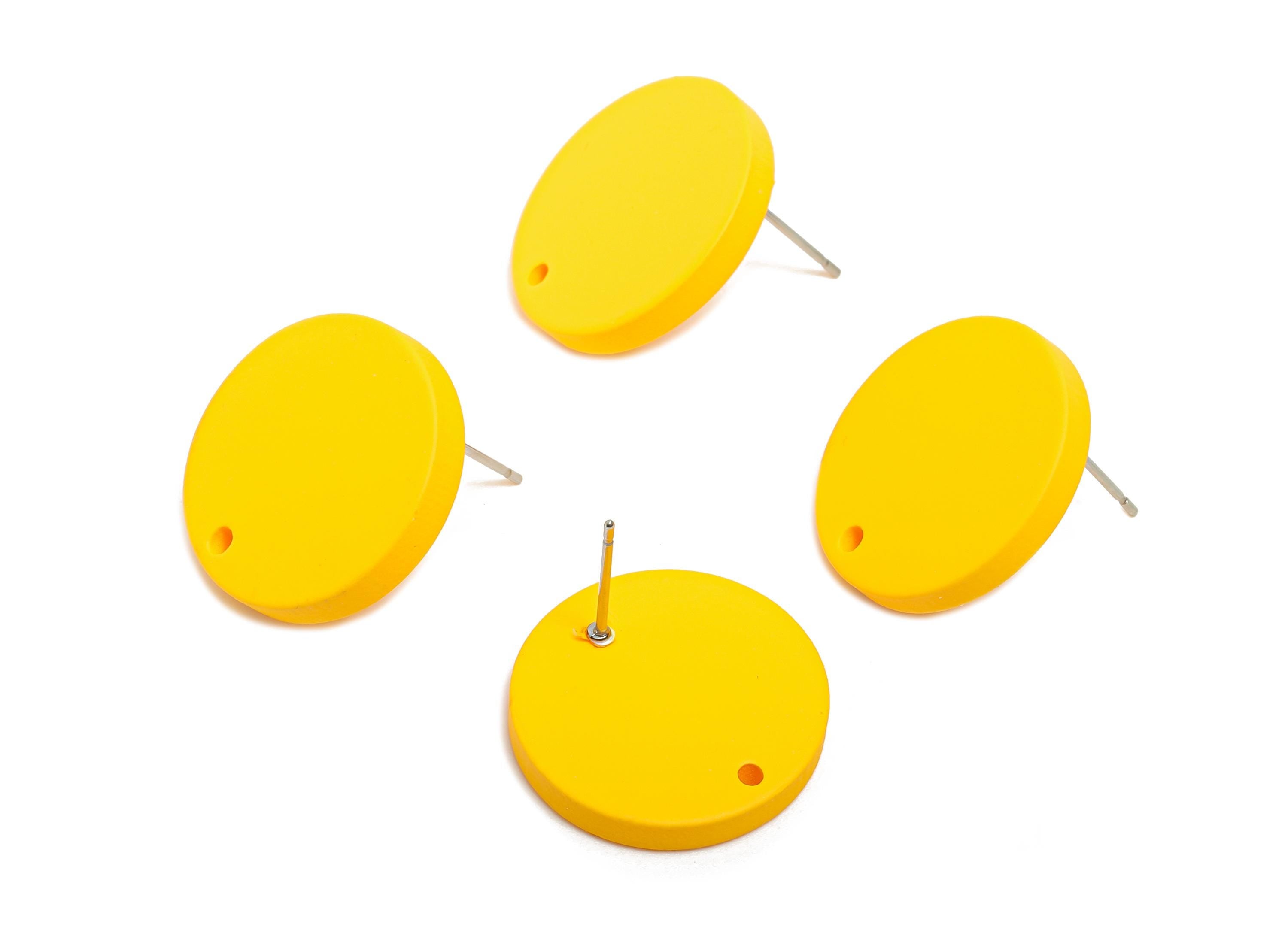 Acrylic Yellow Round Earring Stud - Simple Matte Earring Stud - Bold Color DIY Earring Base - Color Code: A1057-19.8x19.8x2.9mm-AC3642-A1057 - DOMEDBAZAAR