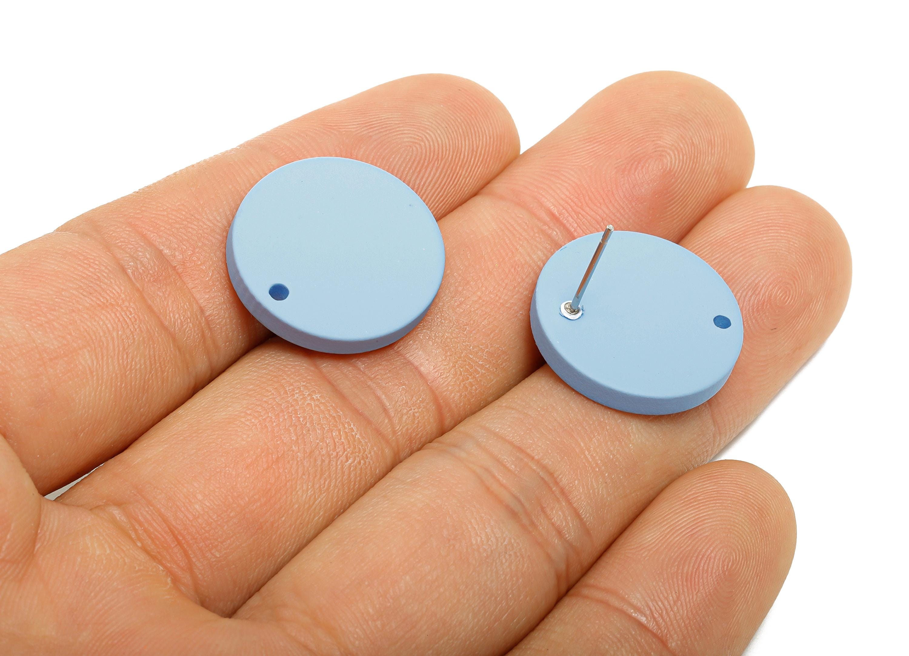 Acrylic Blue Round Earring Stud - Simple Matte Earring Stud - Modern DIY Earring Base - Color Code: A1059 - 19.8x19.8x2.9mm - AC3642-A1059 - DOMEDBAZAAR
