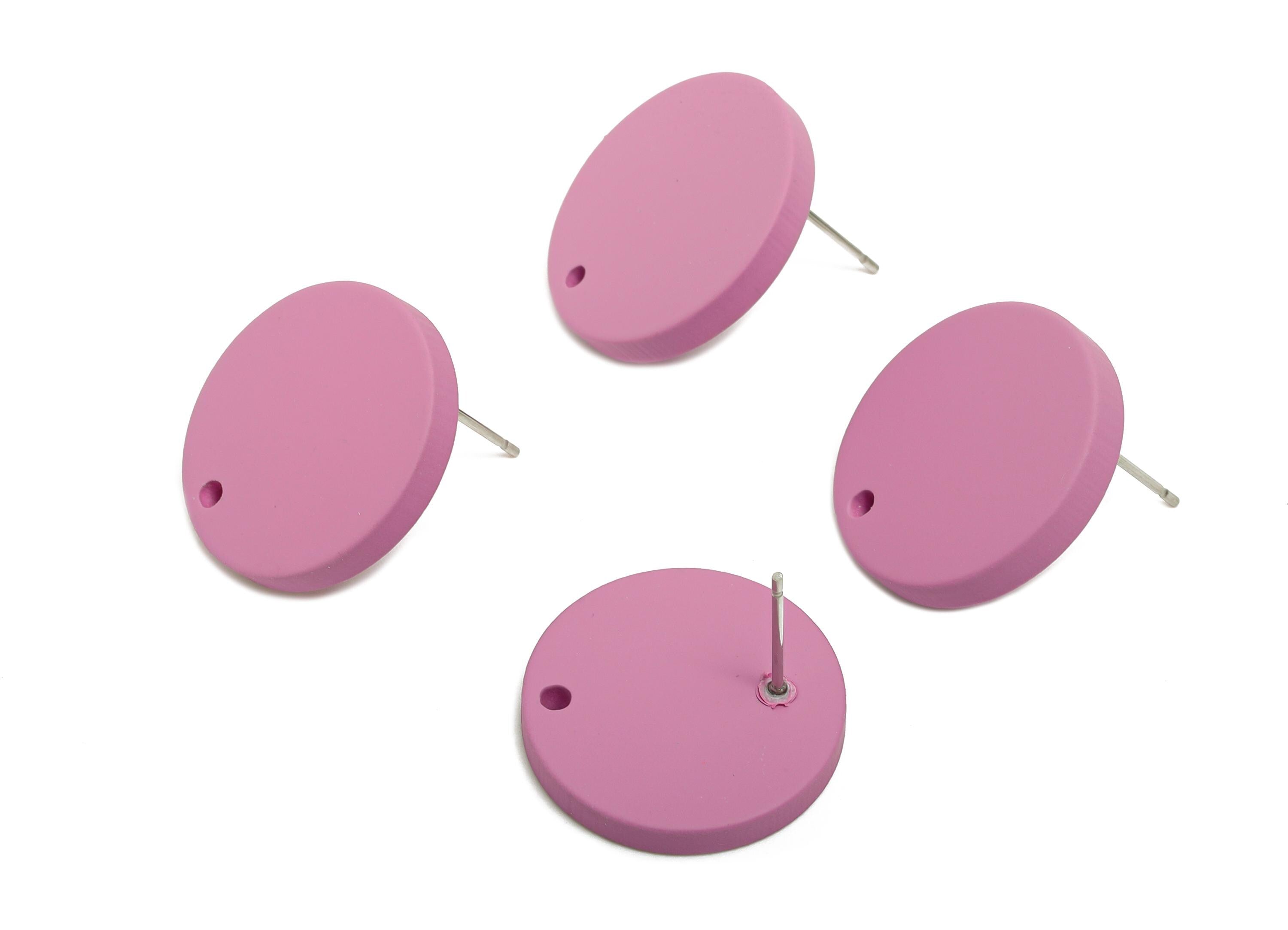 Acrylic Purple Round Earring Stud - Simple Matte DIY Earring Base - Flat Disc Geometry Stud -Color Code: A1060 -19.8x19.8x2.9mm-AC3642-A1060 - DOMEDBAZAAR