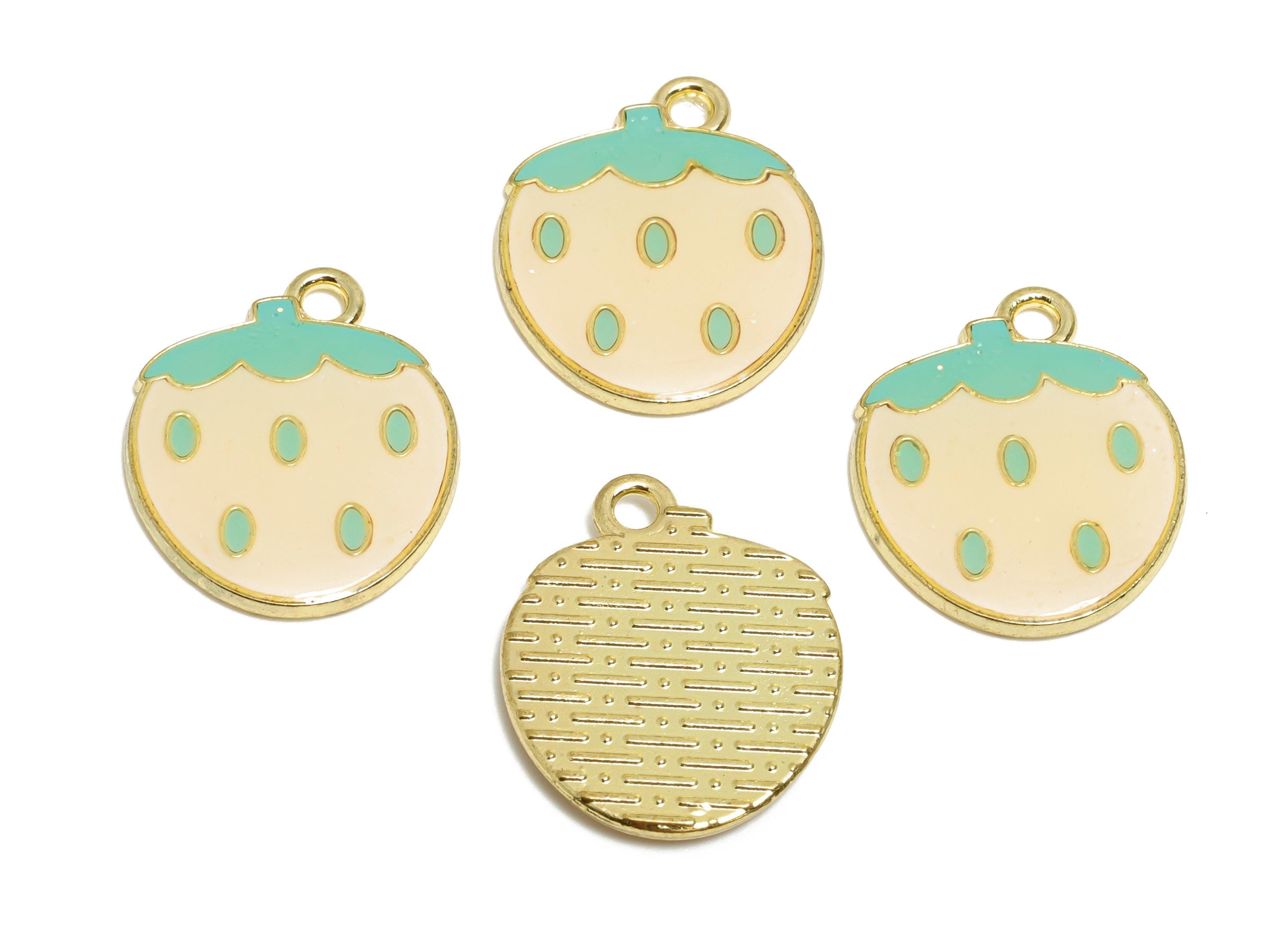 Alloy Enamel Strawberry Pendant - Colorful Kawaii Jewelry Pendant - Enamel Fruit Accessory - Craft Jewelry Making - 20x16x1.8mm - AC3579C