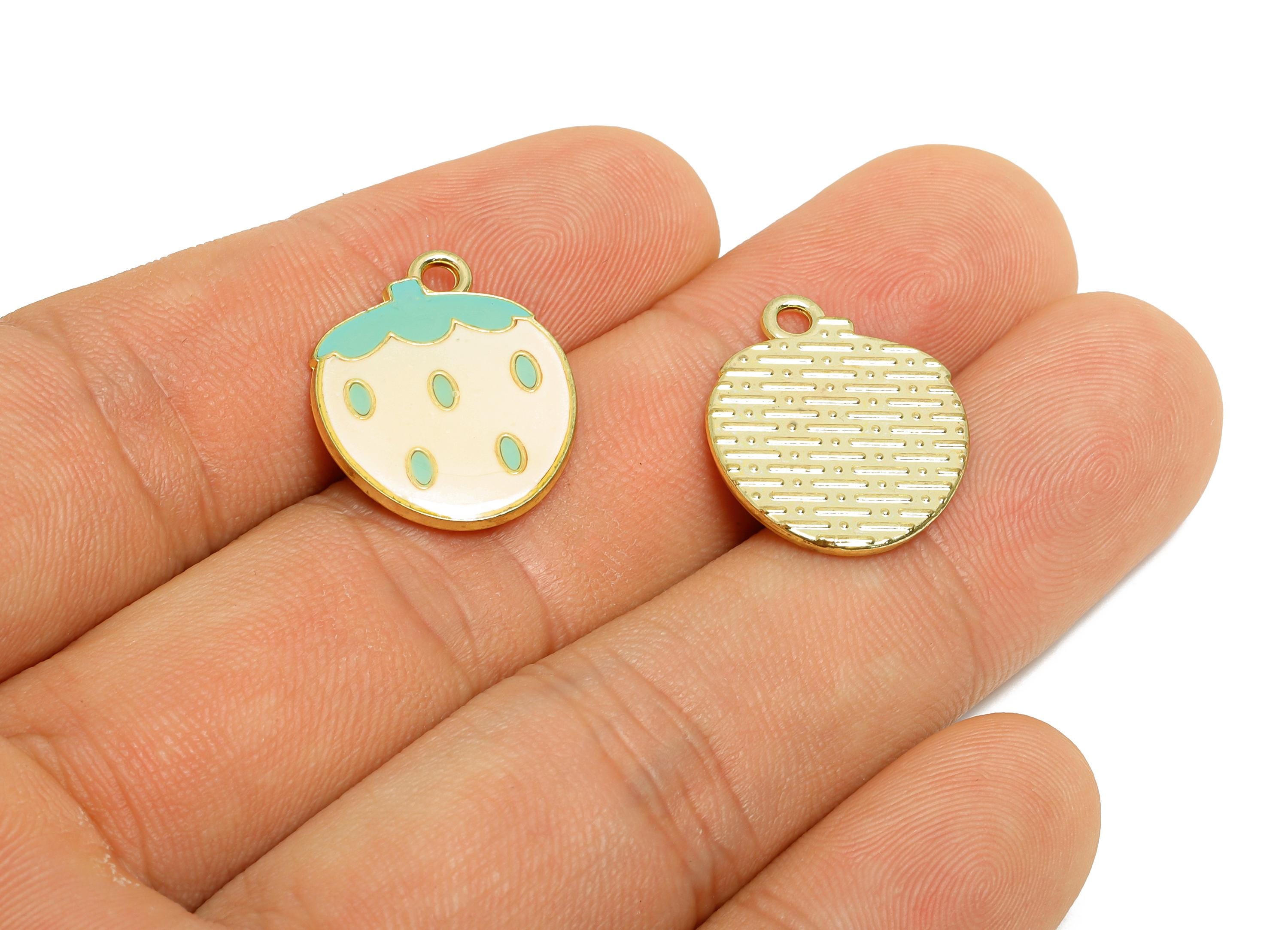 Alloy Enamel Strawberry Pendant - Colorful Kawaii Jewelry Pendant - Enamel Fruit Accessory - Craft Jewelry Making - 20x16x1.8mm - AC3579C