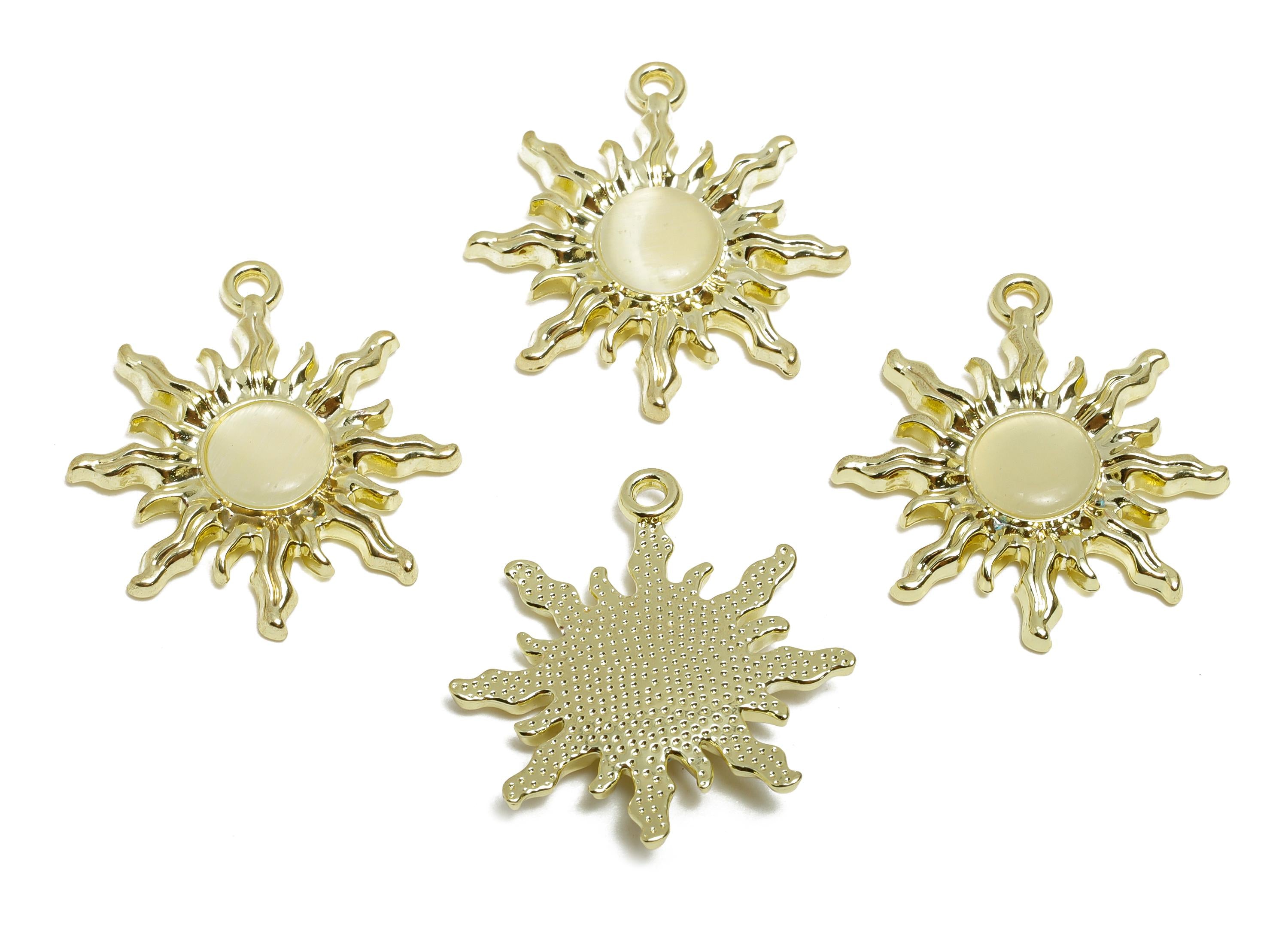 Alloy Opal Sunburst Pendant - Radiant Sun Pendant - Celestial Jewelry Component - DIY Necklace Pendant - KC Gold Plated - 30x25x4mm - AC3559 - DOMEDBAZAAR