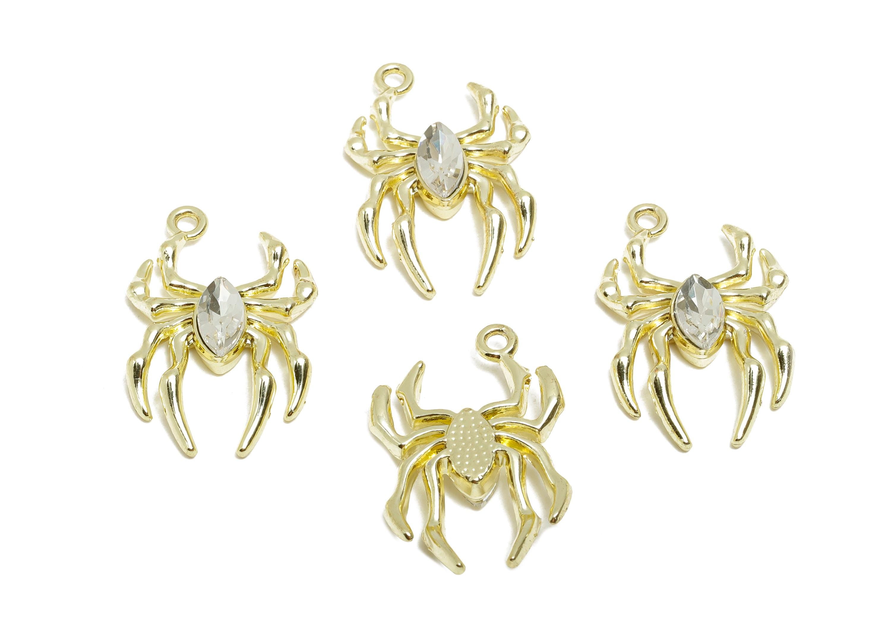 Alloy Crystal Spider Pendant - Marquise Crystal Insect Pendant - Halloween Jewelry Component - KC Gold Tone Plated- 25.6x16.9x4.9mm - AC3570 - DOMEDBAZAAR