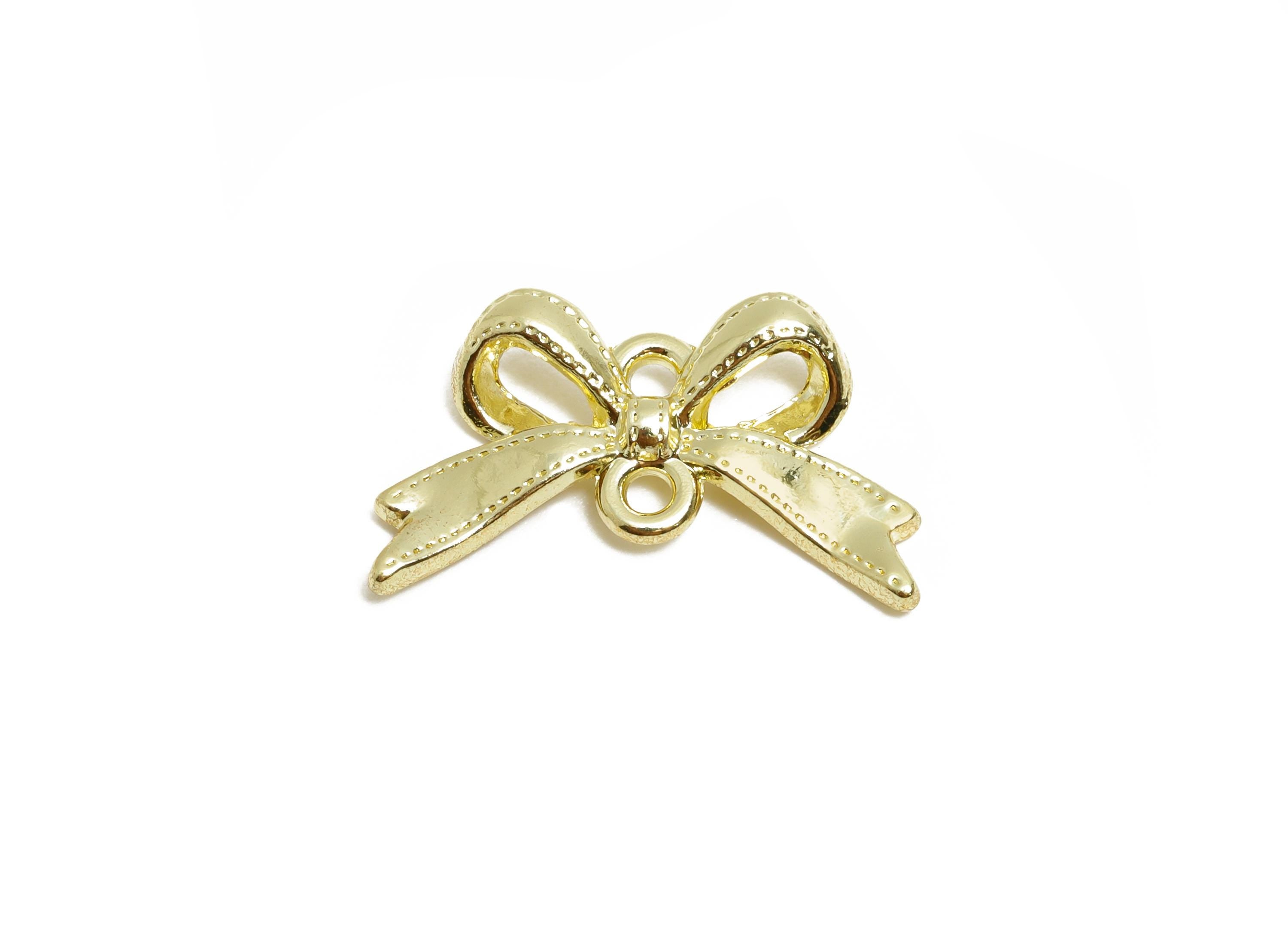 Alloy Metal Ribbon Connector- Alloy Elegant Ribbon Connector - Classic Bow Charm - DIY Earring Making Supplies - 19x11x3.14mm - AC3569 - DOMEDBAZAAR