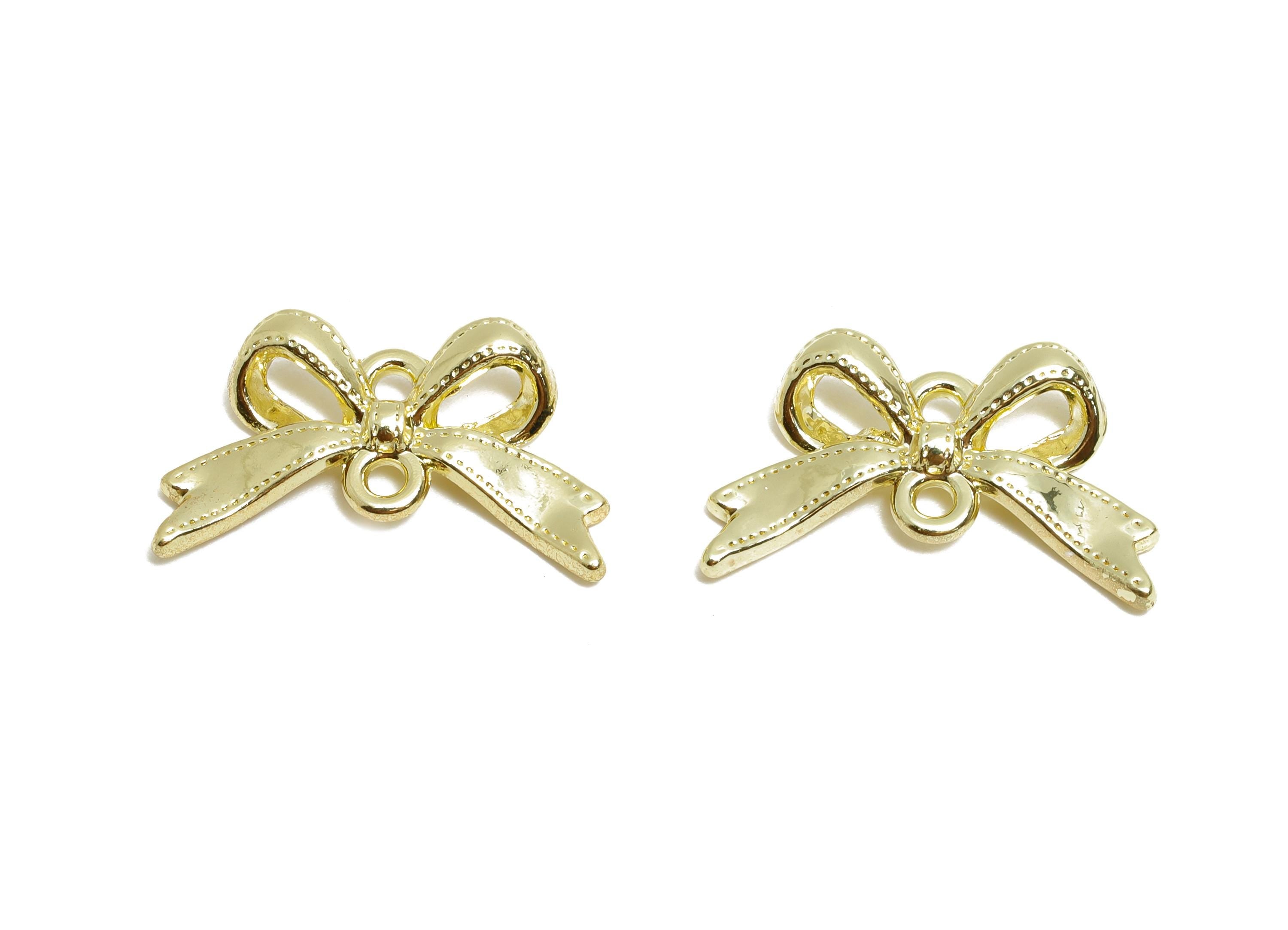 Alloy Metal Ribbon Connector- Alloy Elegant Ribbon Connector - Classic Bow Charm - DIY Earring Making Supplies - 19x11x3.14mm - AC3569 - DOMEDBAZAAR