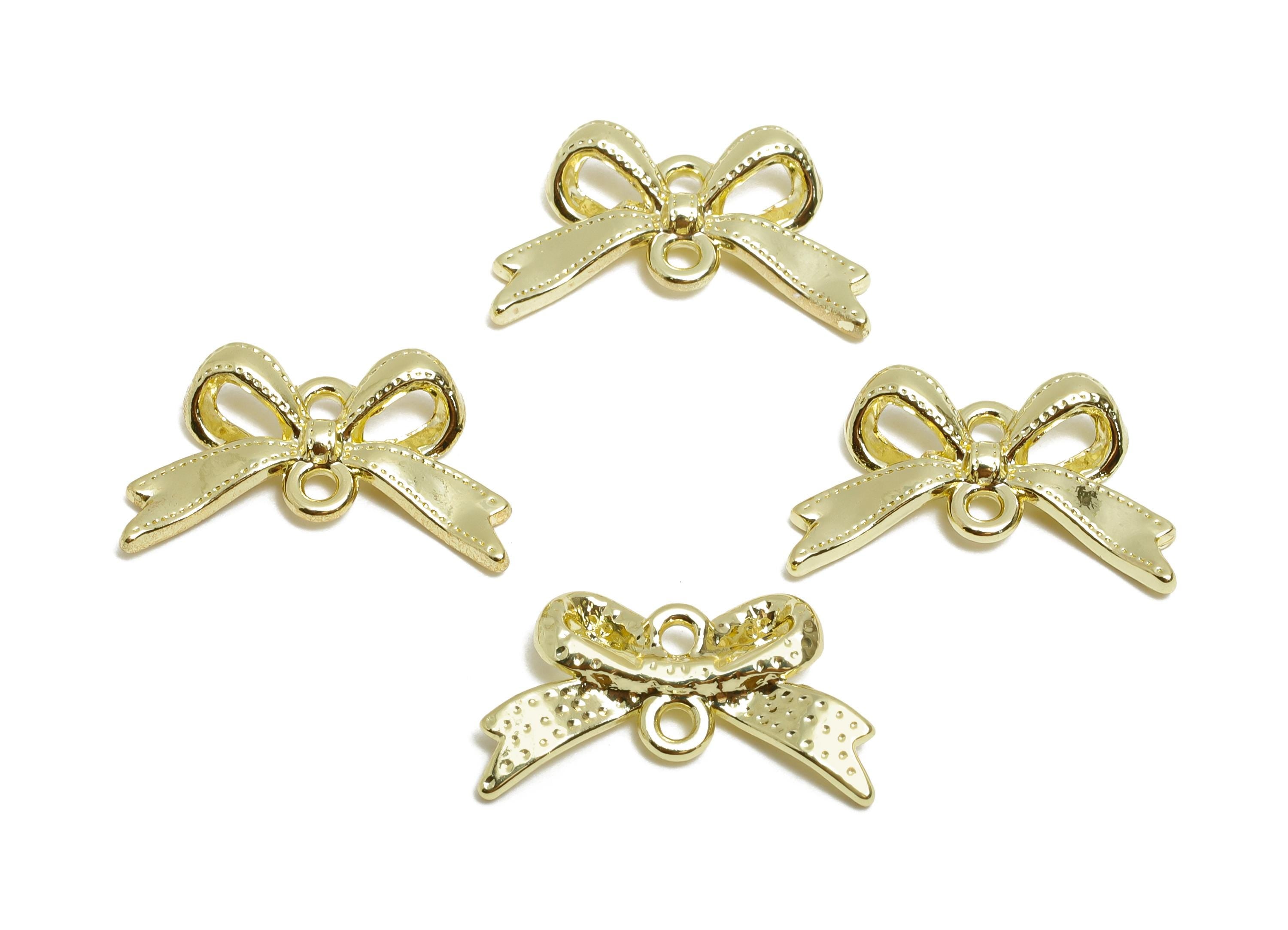 Alloy Metal Ribbon Connector- Alloy Elegant Ribbon Connector - Classic Bow Charm - DIY Earring Making Supplies - 19x11x3.14mm - AC3569 - DOMEDBAZAAR