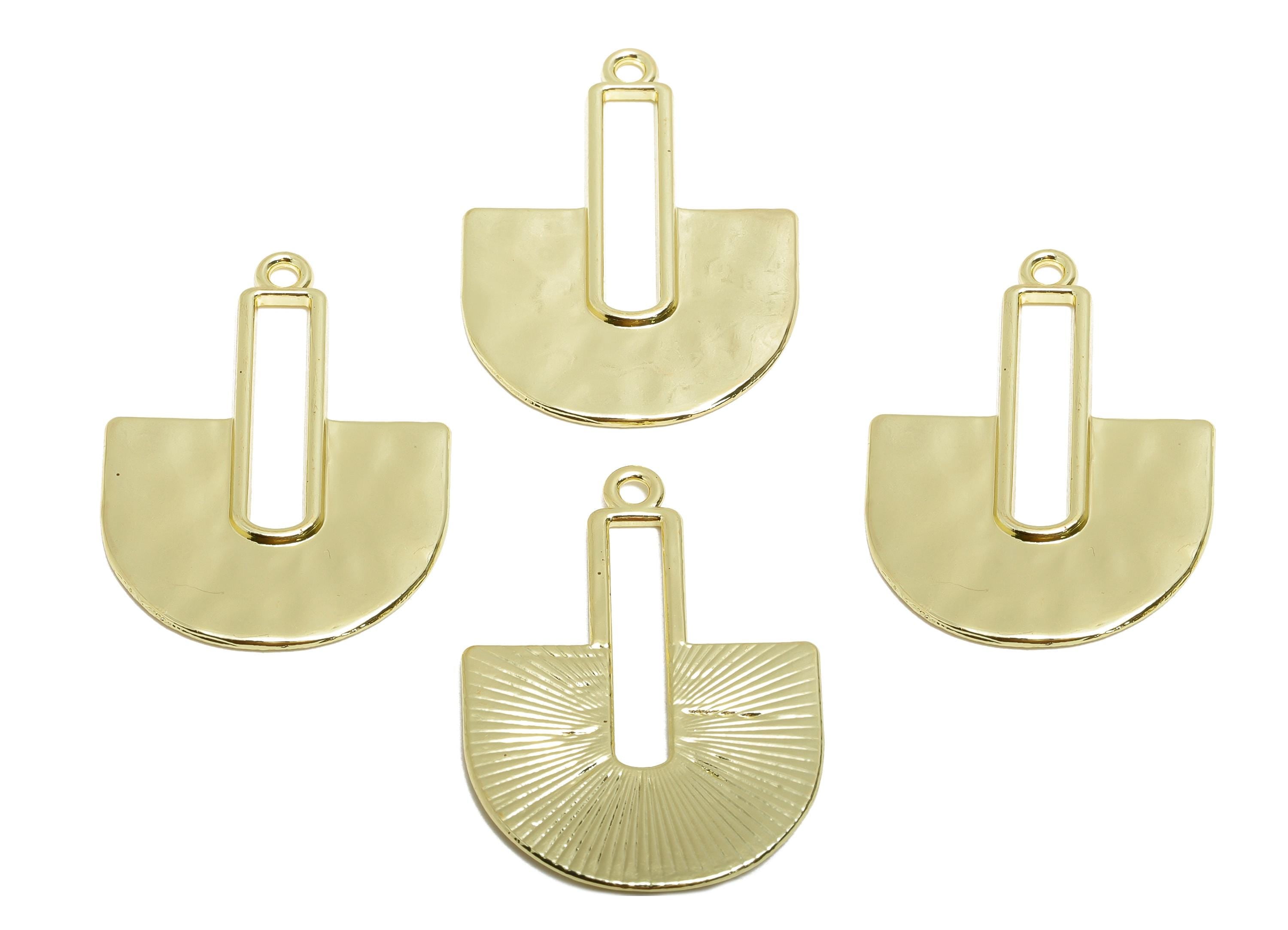 Alloy Geometry Charm - Modern Jewelry Component - Minimalist Gold Plated Charm - DIY Earring Making Supplies - 40x29.1x1.81mm - AC3545 - DOMEDBAZAAR