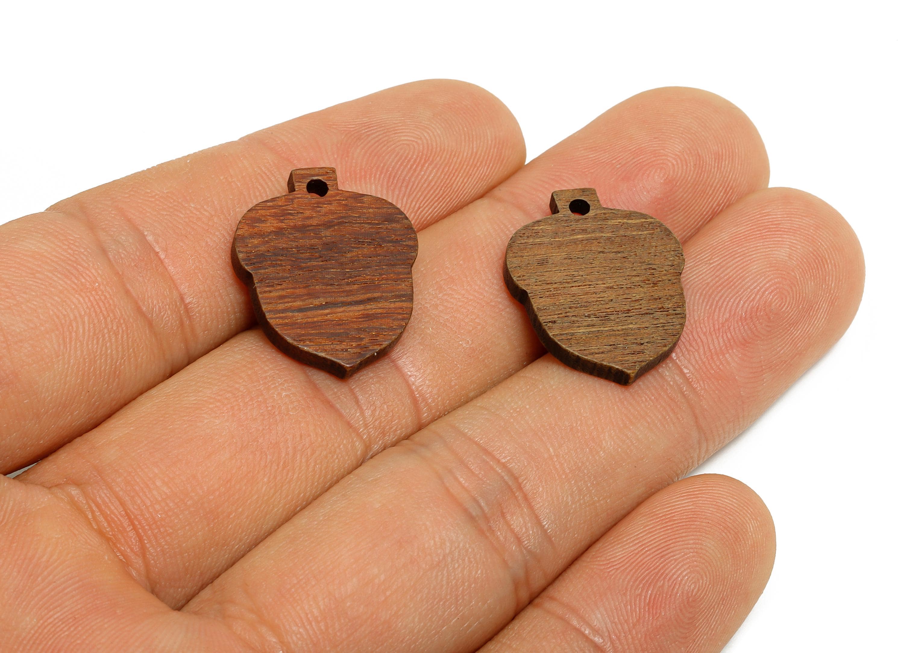 Acorn Wood Earring Charms - Rustic Wood Acorn Pendant - Handmade Wood Jewelry Piece - DIY Craft Making Supply - 21.6x17.1x2.74mm - AC3447 - DOMEDBAZAAR